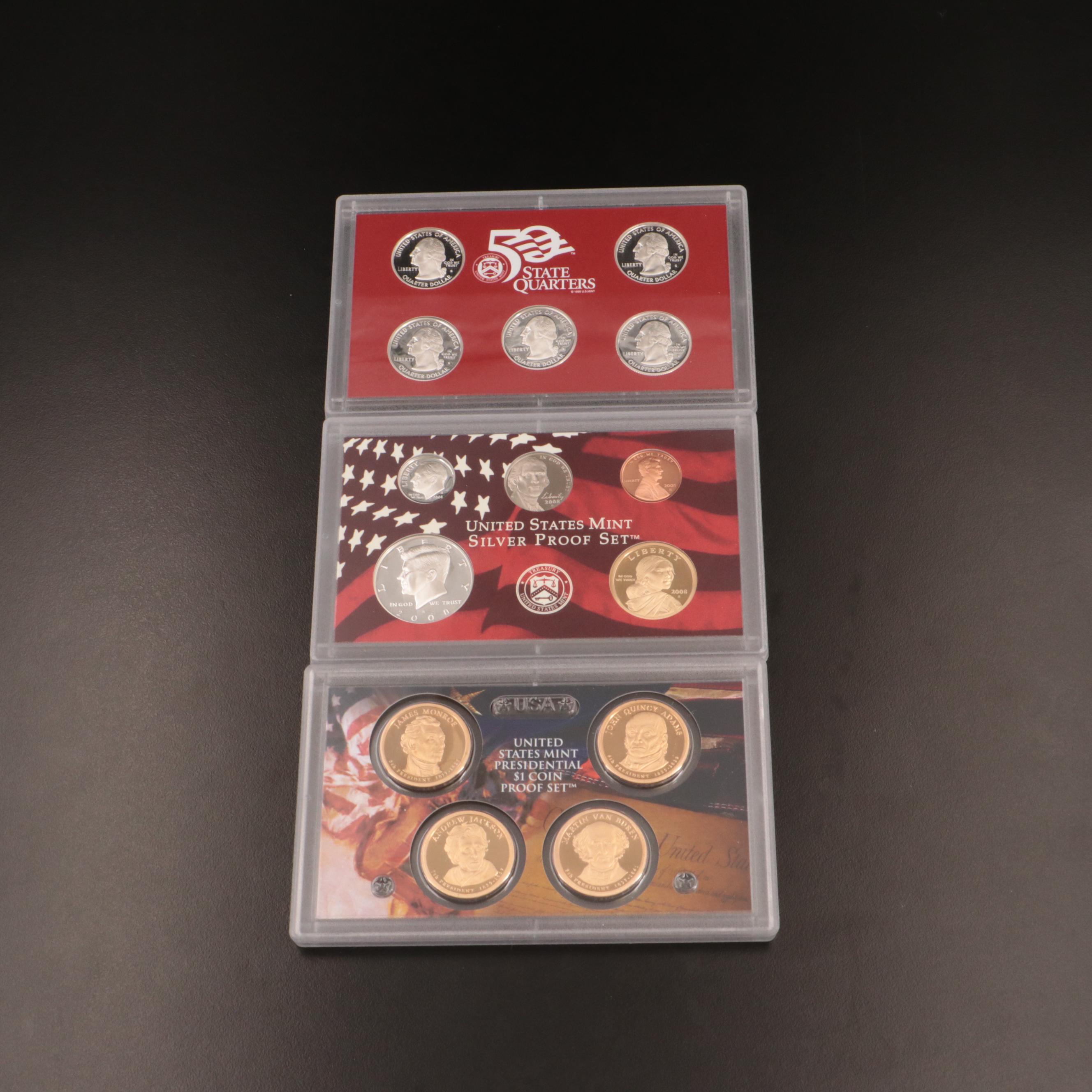 Two U.S. Mint Silver Proof Sets, 2008–2009