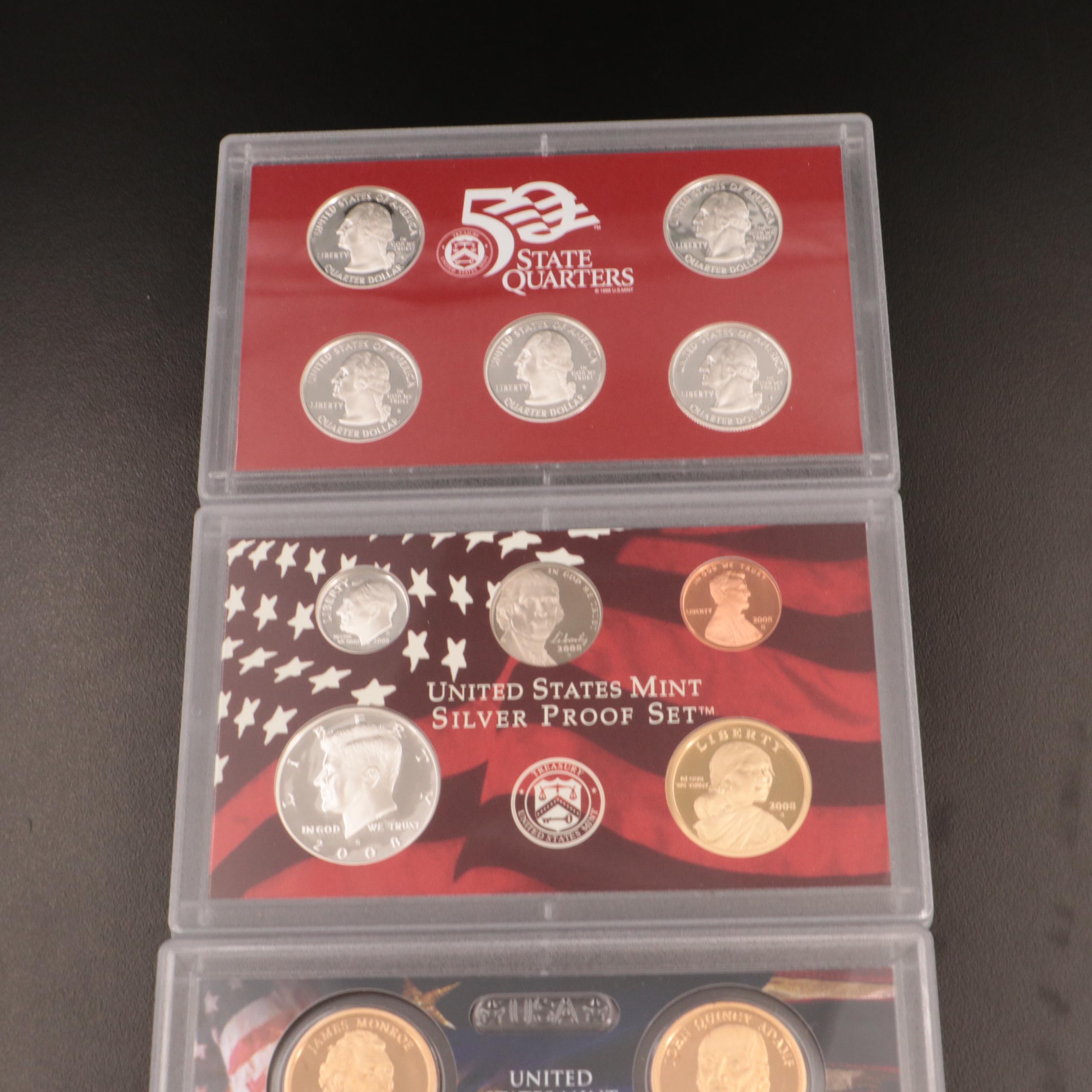 Two U.S. Mint Silver Proof Sets, 2008–2009