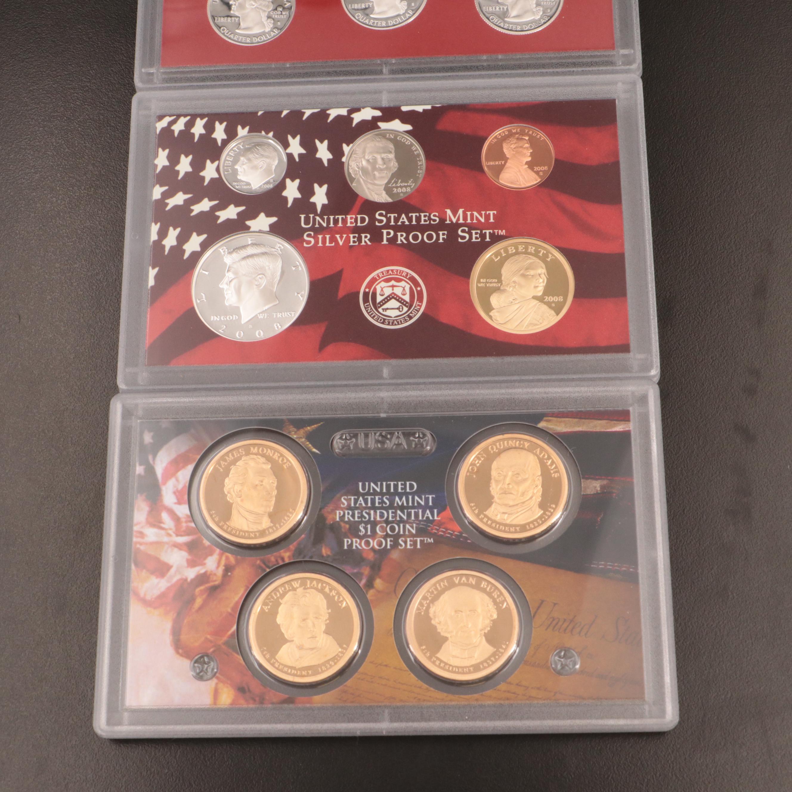 Two U.S. Mint Silver Proof Sets, 2008–2009