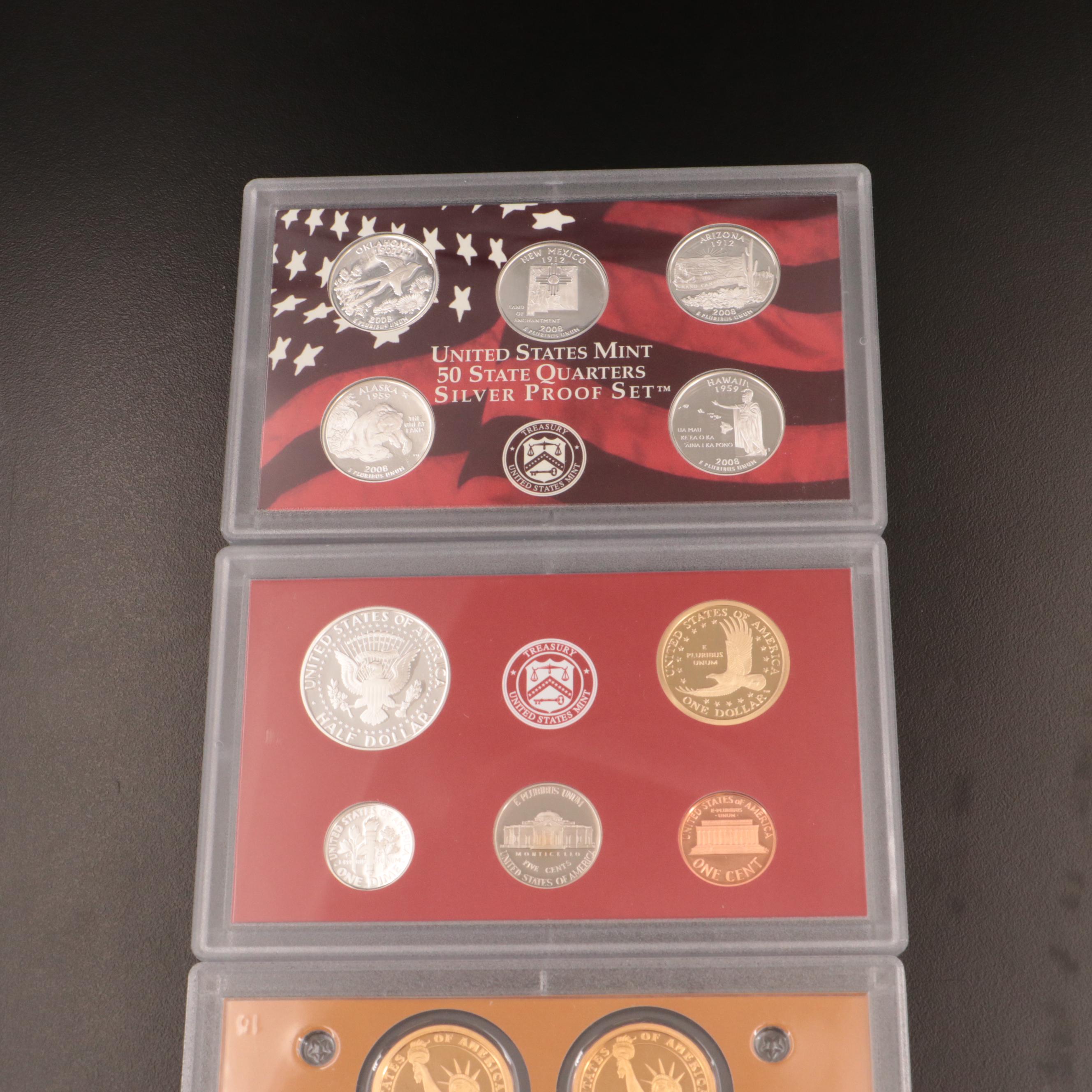 Two U.S. Mint Silver Proof Sets, 2008–2009
