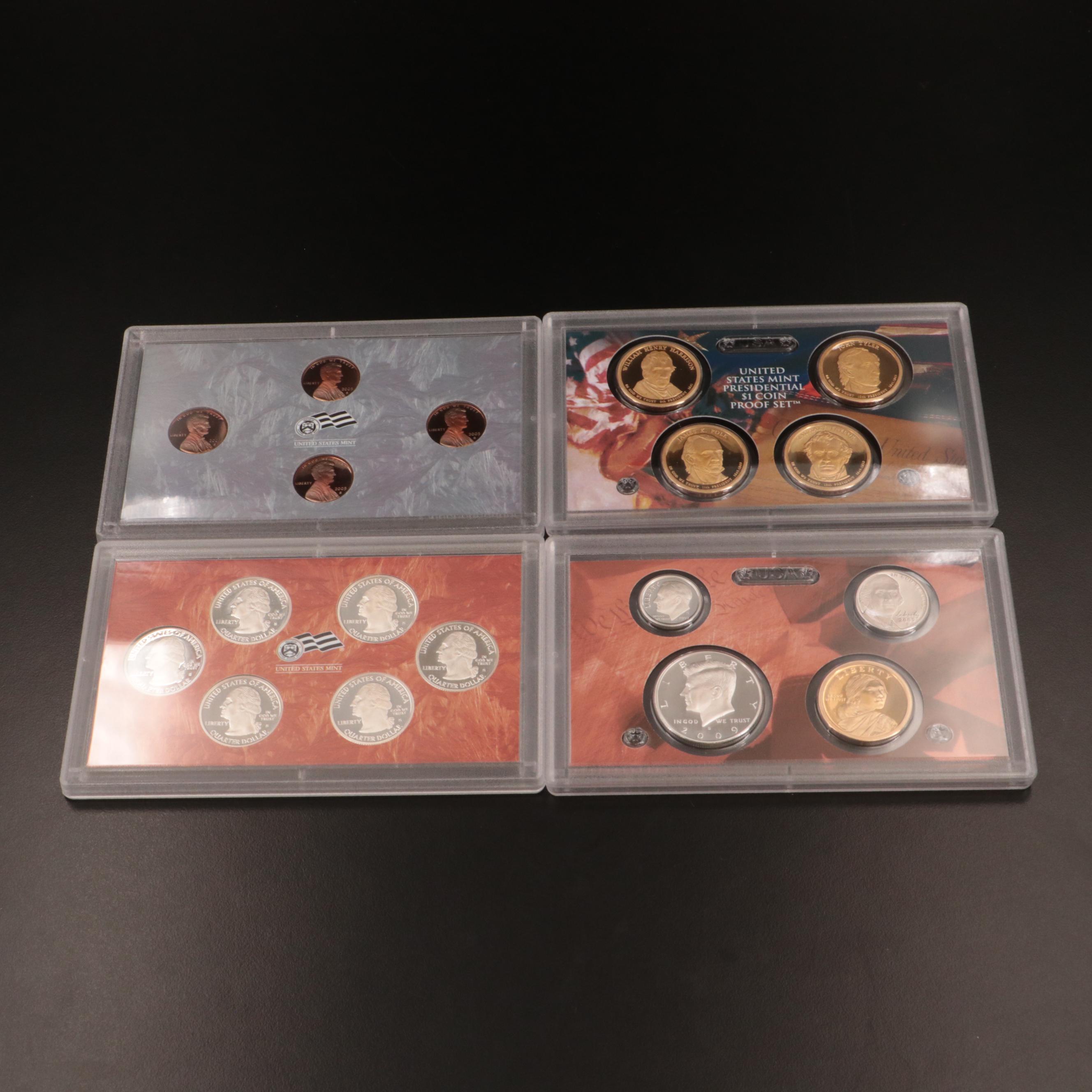 Two U.S. Mint Silver Proof Sets, 2008–2009