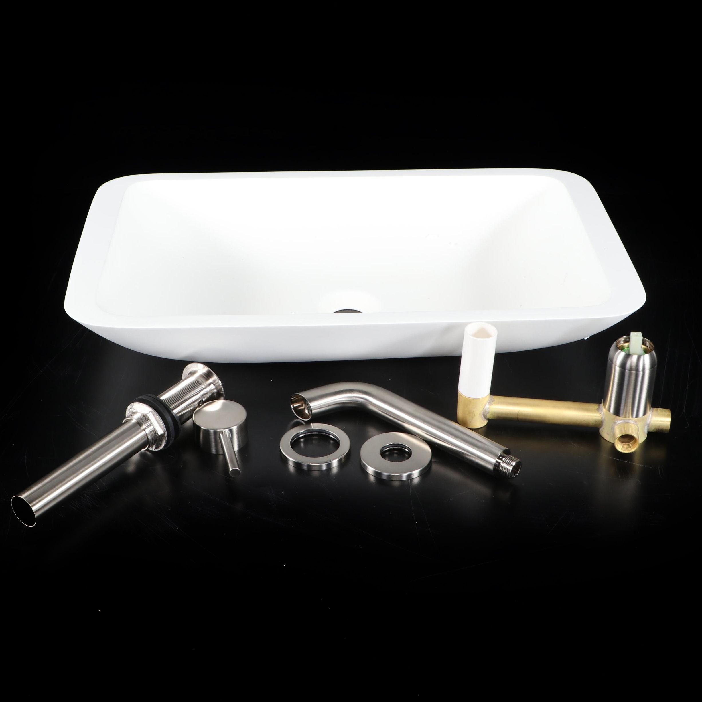 Brushed Nickel Finish Wall-Mount Bathroom Faucet with Matte Resin Vessel Sink