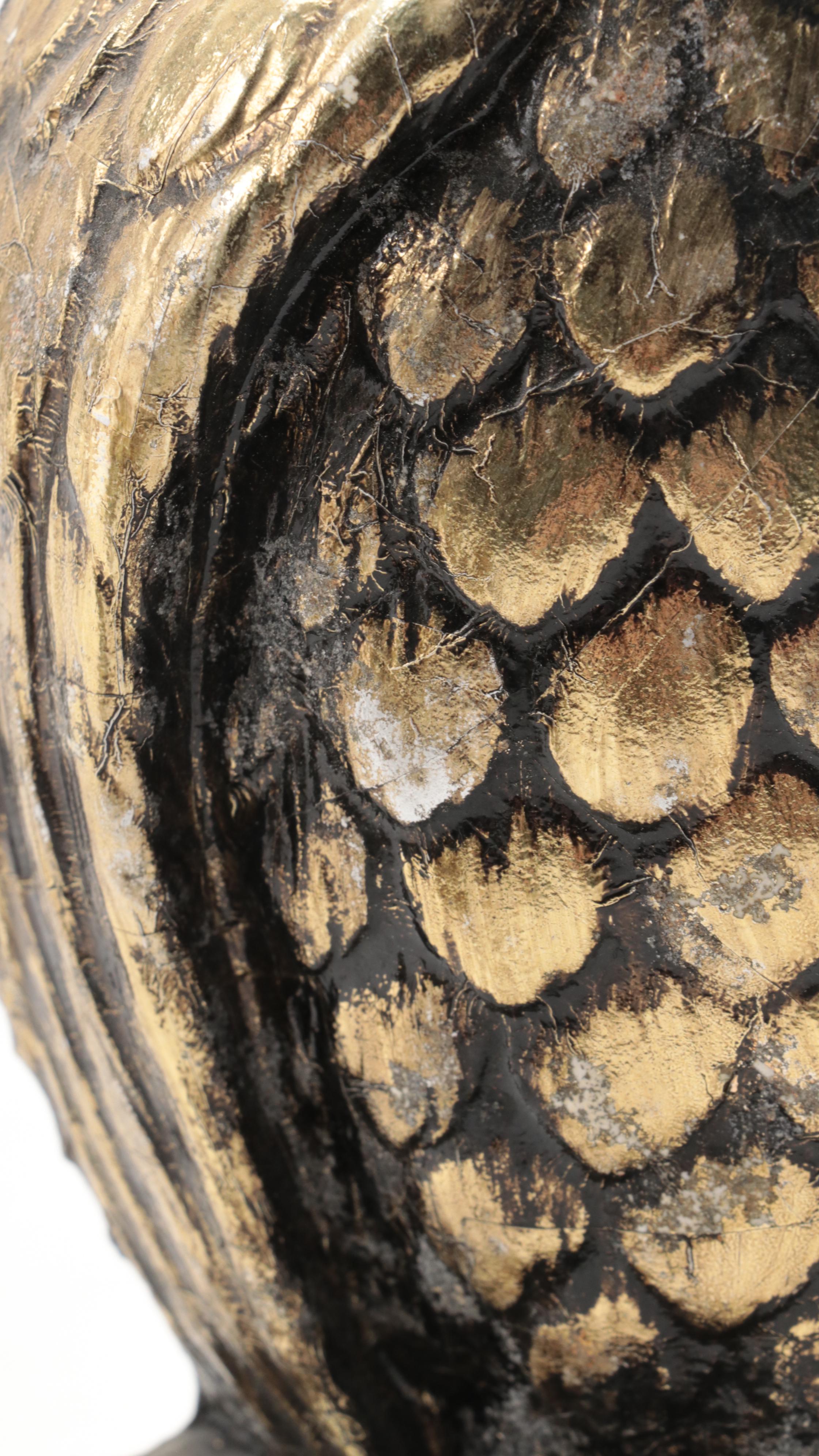 Gold Foil on Chalkware Owl Bookends