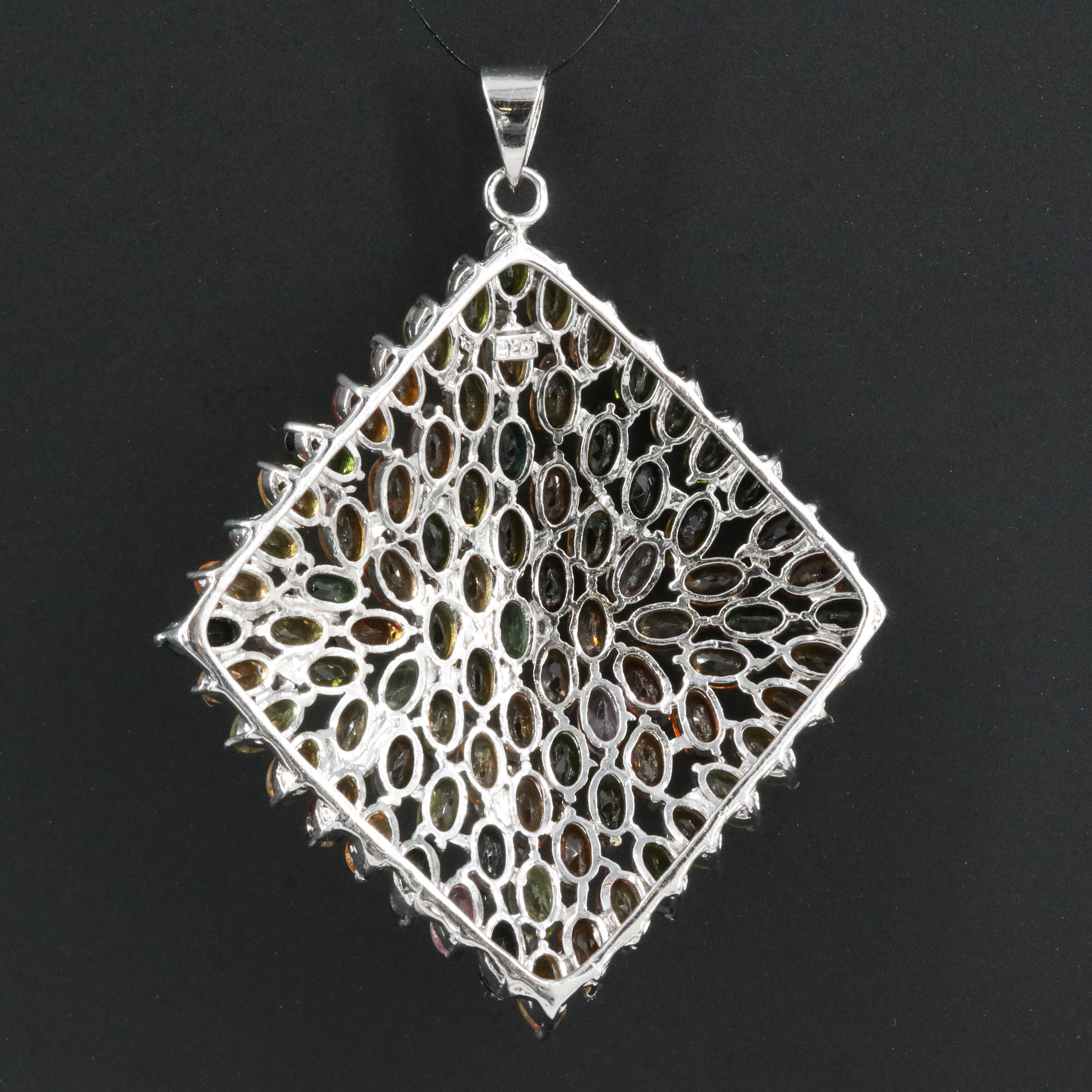 Sterling Tourmaline and Peridot Pendant