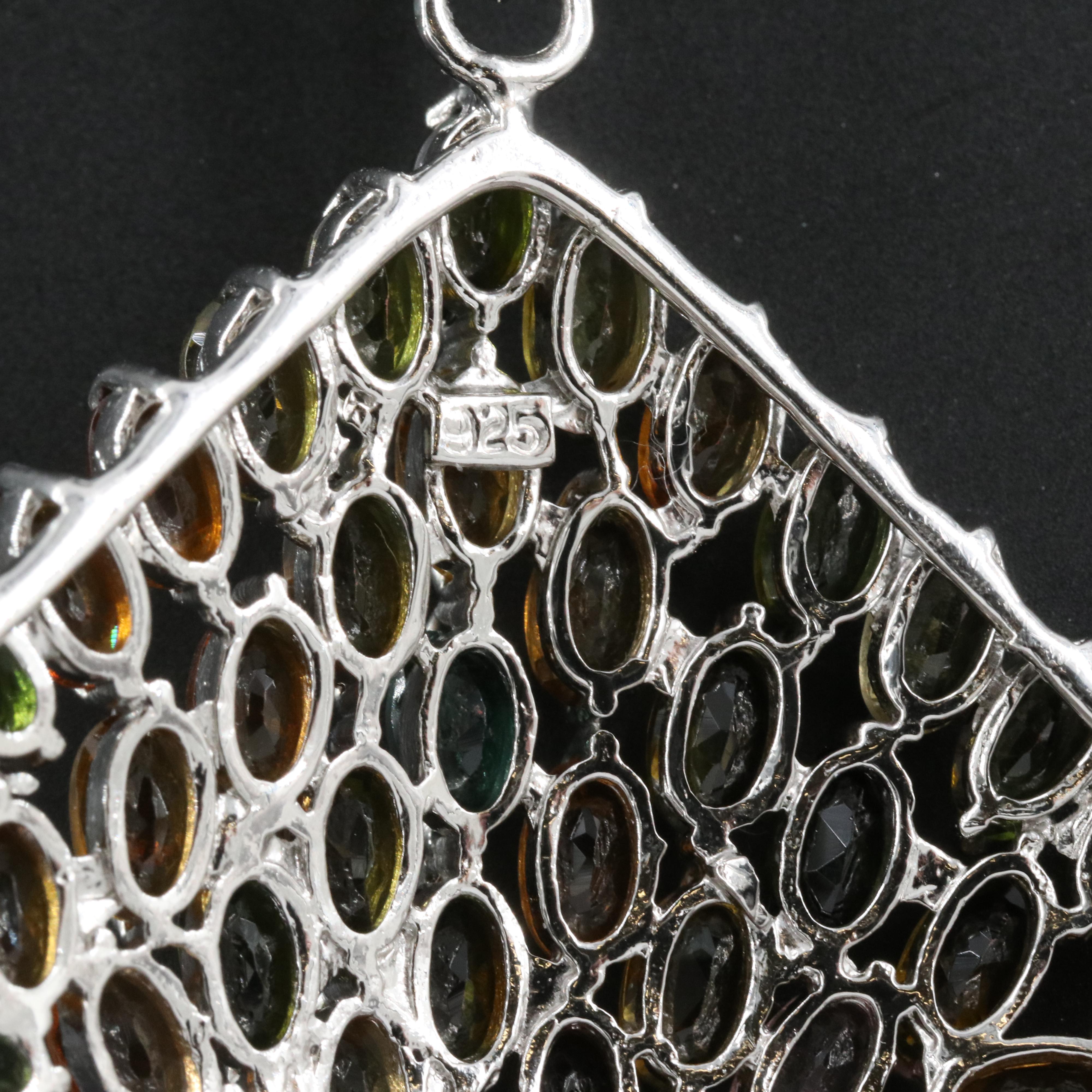 Sterling Tourmaline and Peridot Pendant