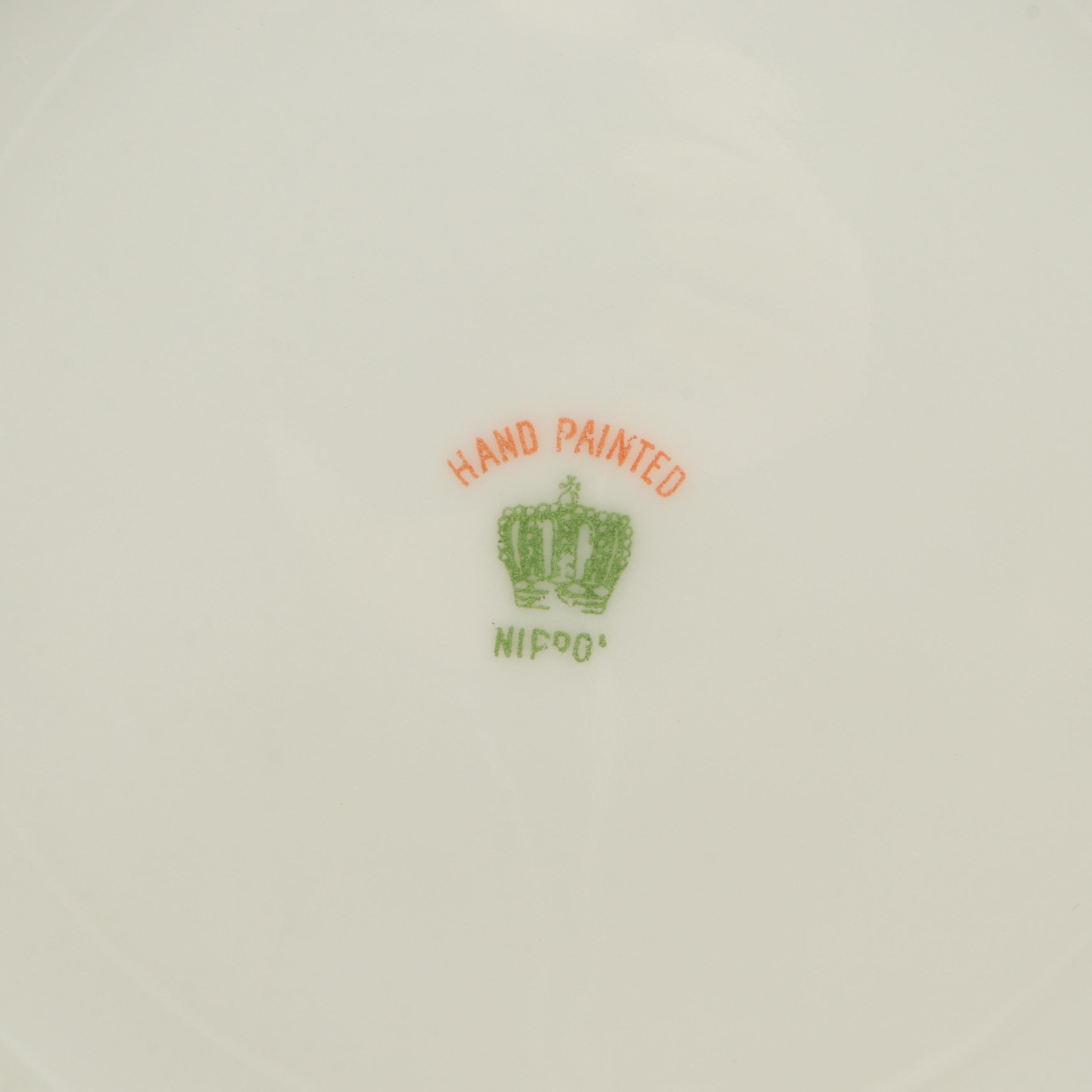 Nippon Hand-Painted Rose Motif Porcelain Dinnerware, Late 19th/ Early 20th C.