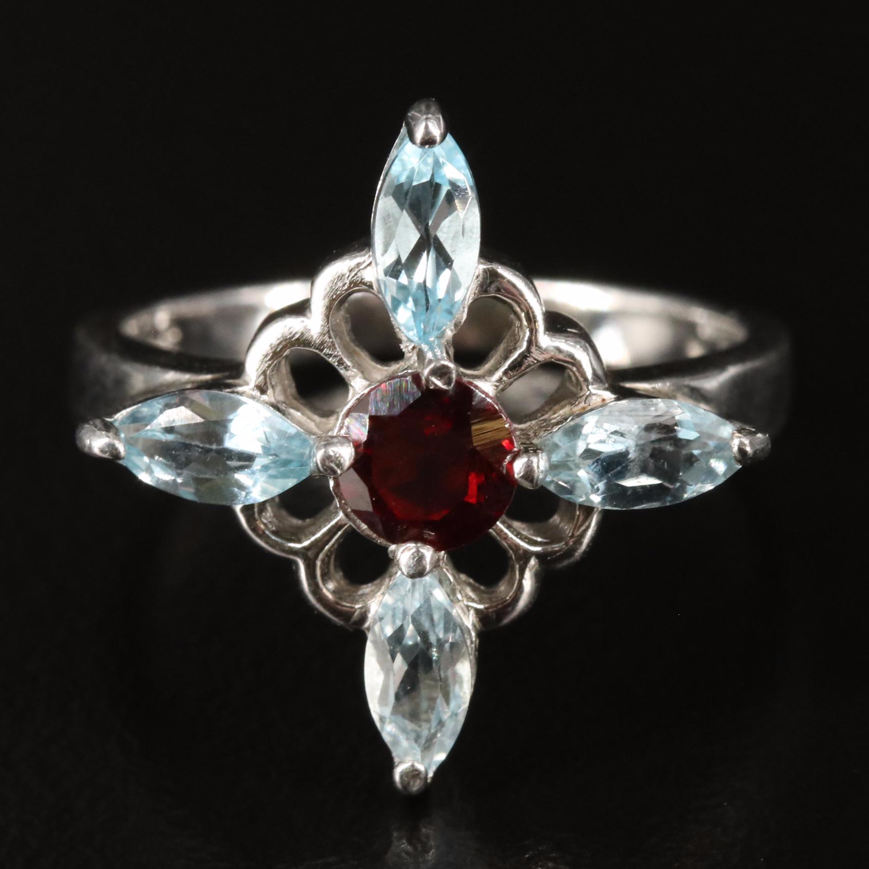 Sterling Garnet and Blue Topaz Ring