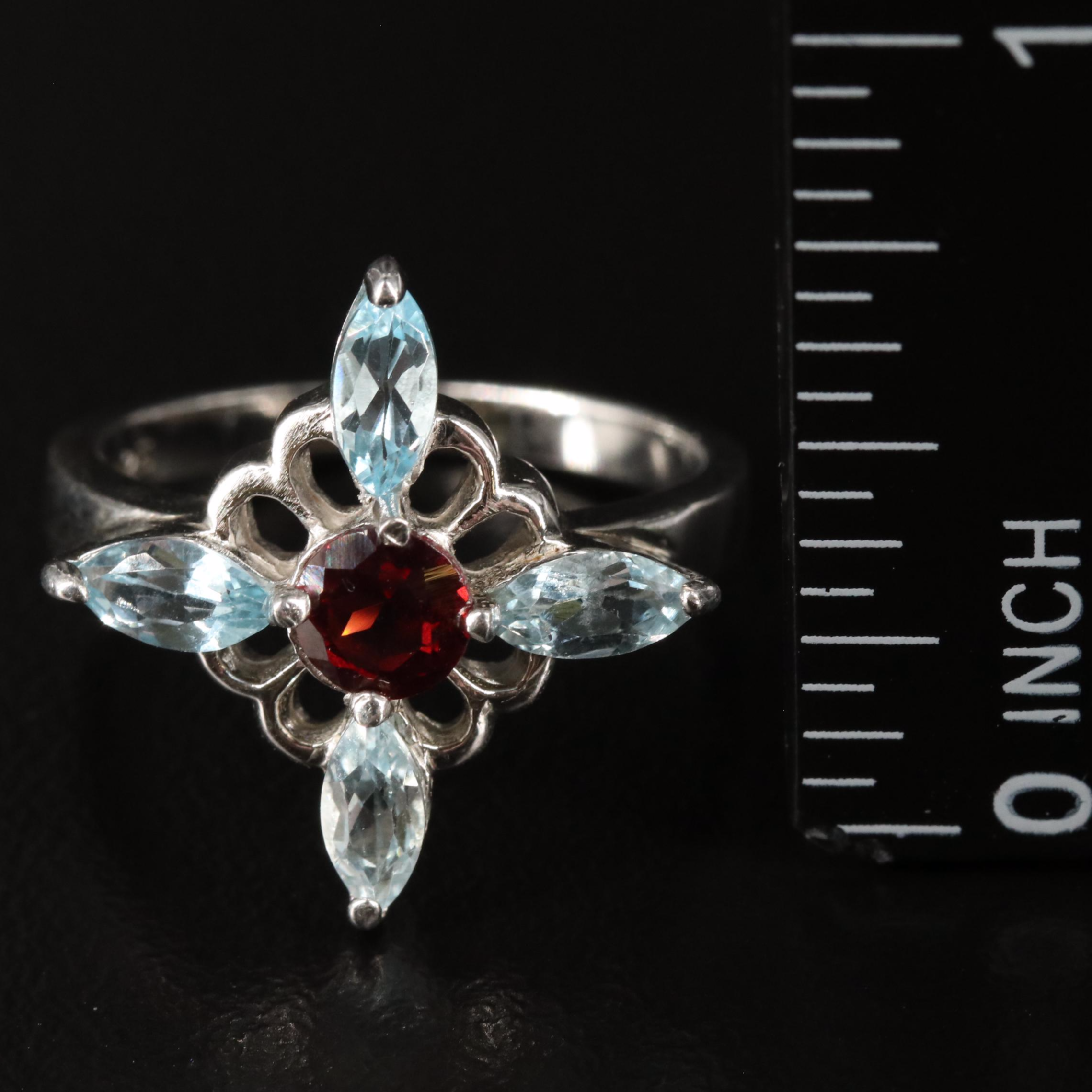 Sterling Garnet and Blue Topaz Ring