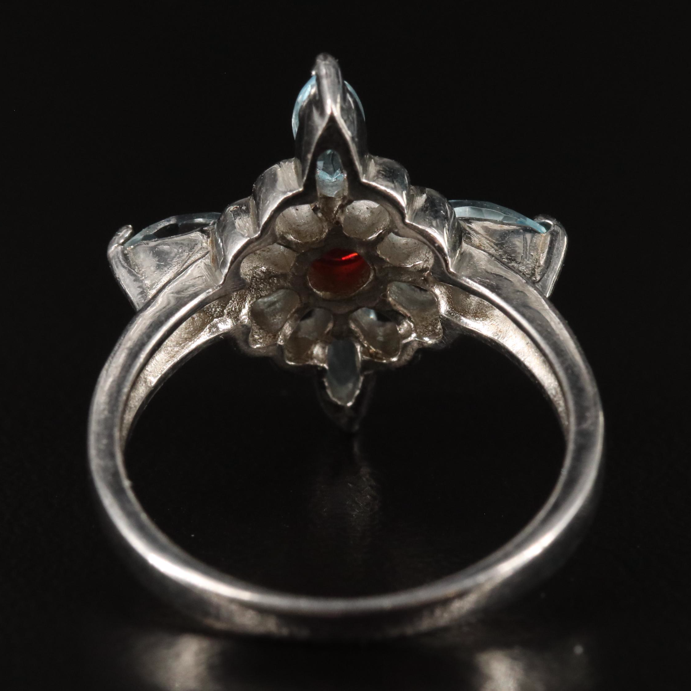 Sterling Garnet and Blue Topaz Ring