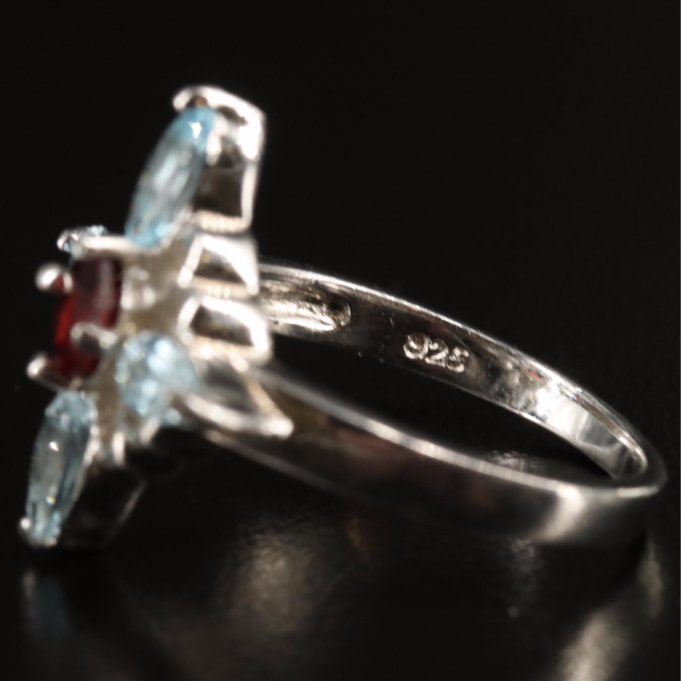 Sterling Garnet and Blue Topaz Ring