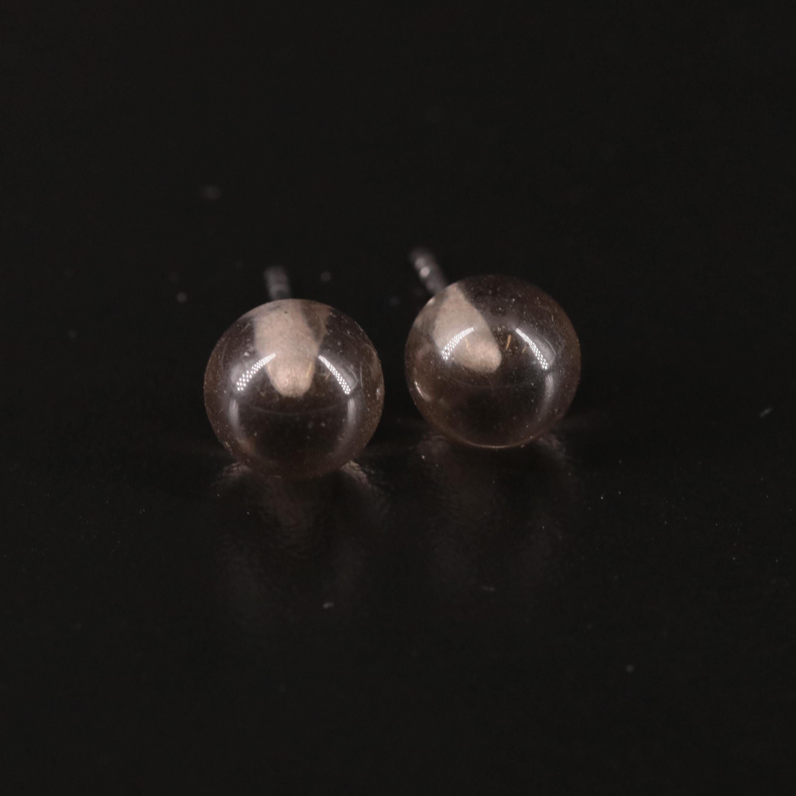 Sterling Smoky Quartz Stud Earrings