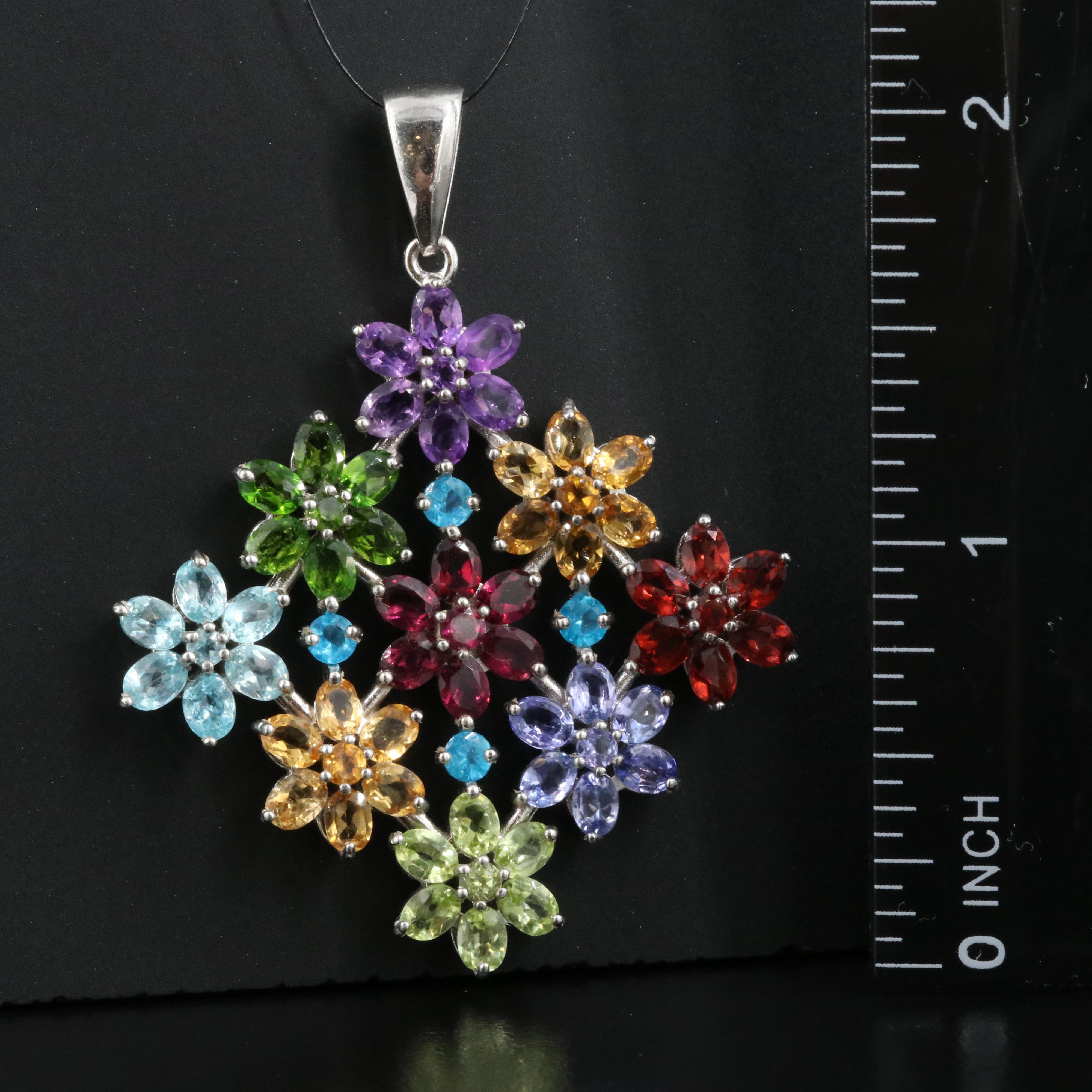 Sterling Pendant Including Amethyst, Apatite and Citrine