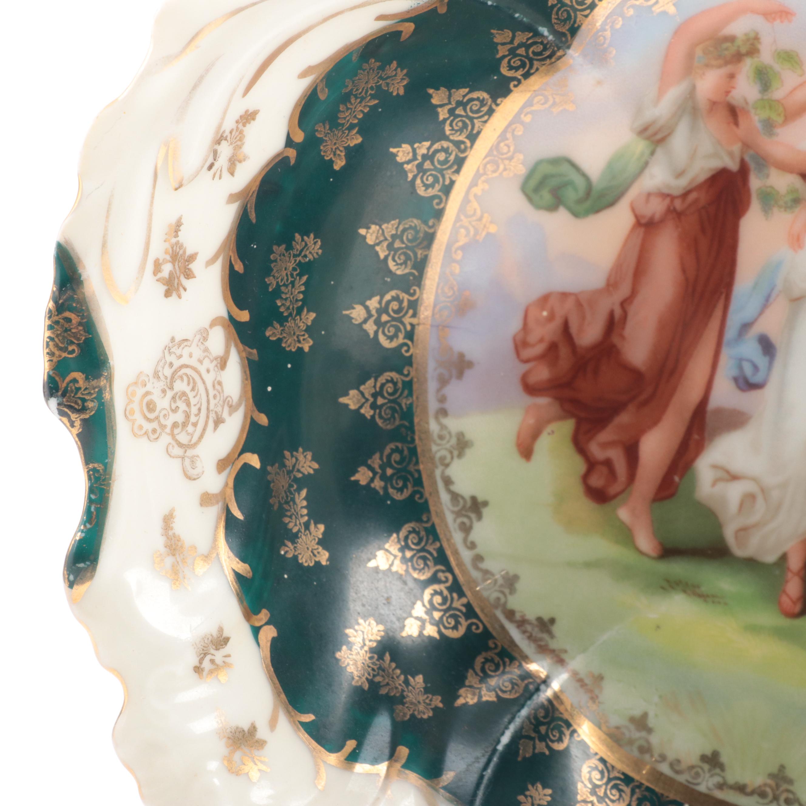 Victoria Porcelain Royal Vienna Style Bowl with Goebel Bird Figurines
