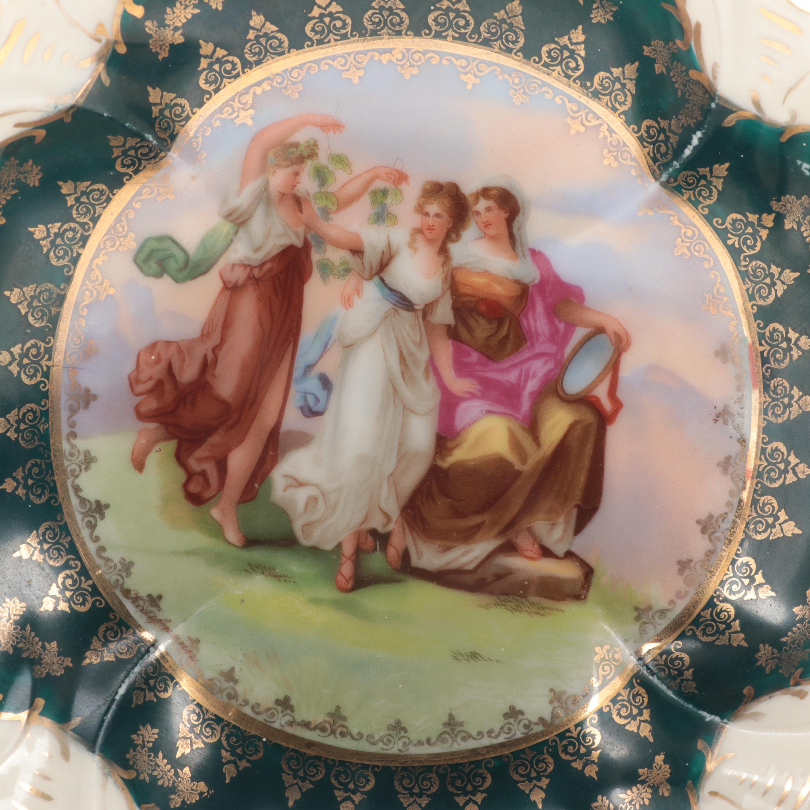 Victoria Porcelain Royal Vienna Style Bowl with Goebel Bird Figurines
