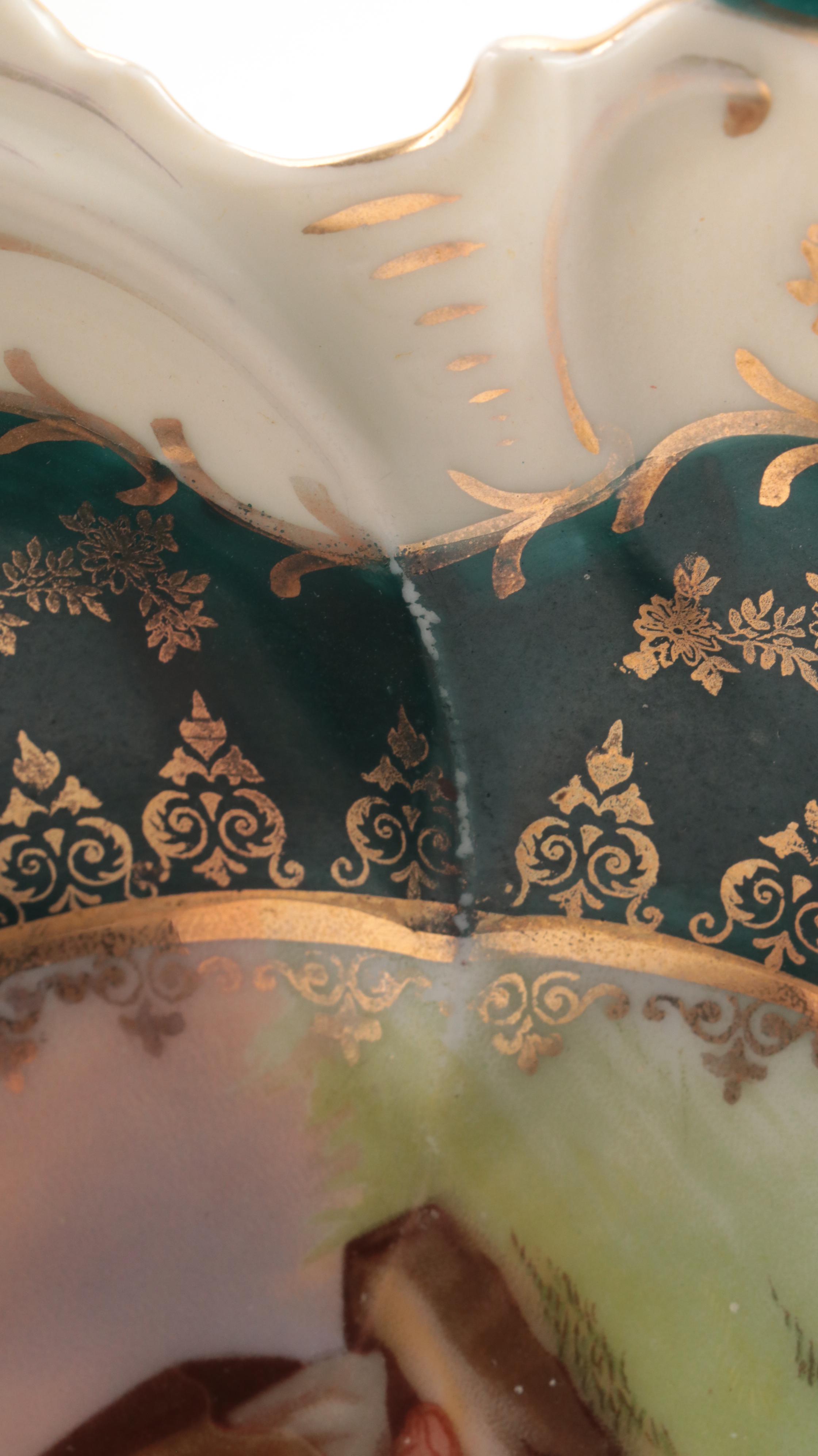 Victoria Porcelain Royal Vienna Style Bowl with Goebel Bird Figurines