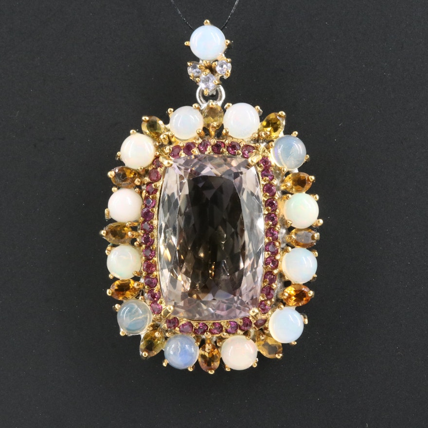 Sterling Pendant Including Ametrine, Opal and Citrine