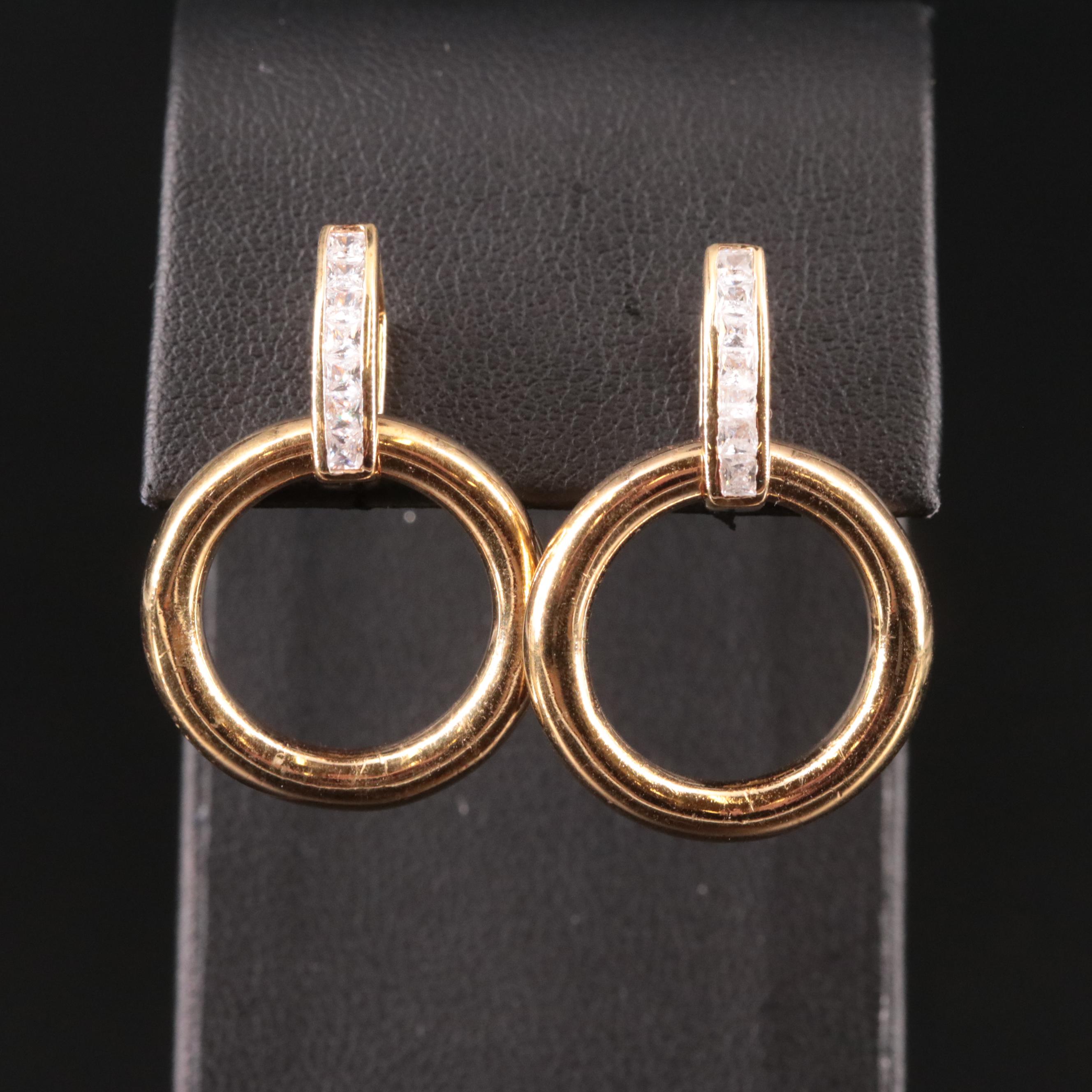 Sterling Cubic Zirconia Door Knocker Earrings