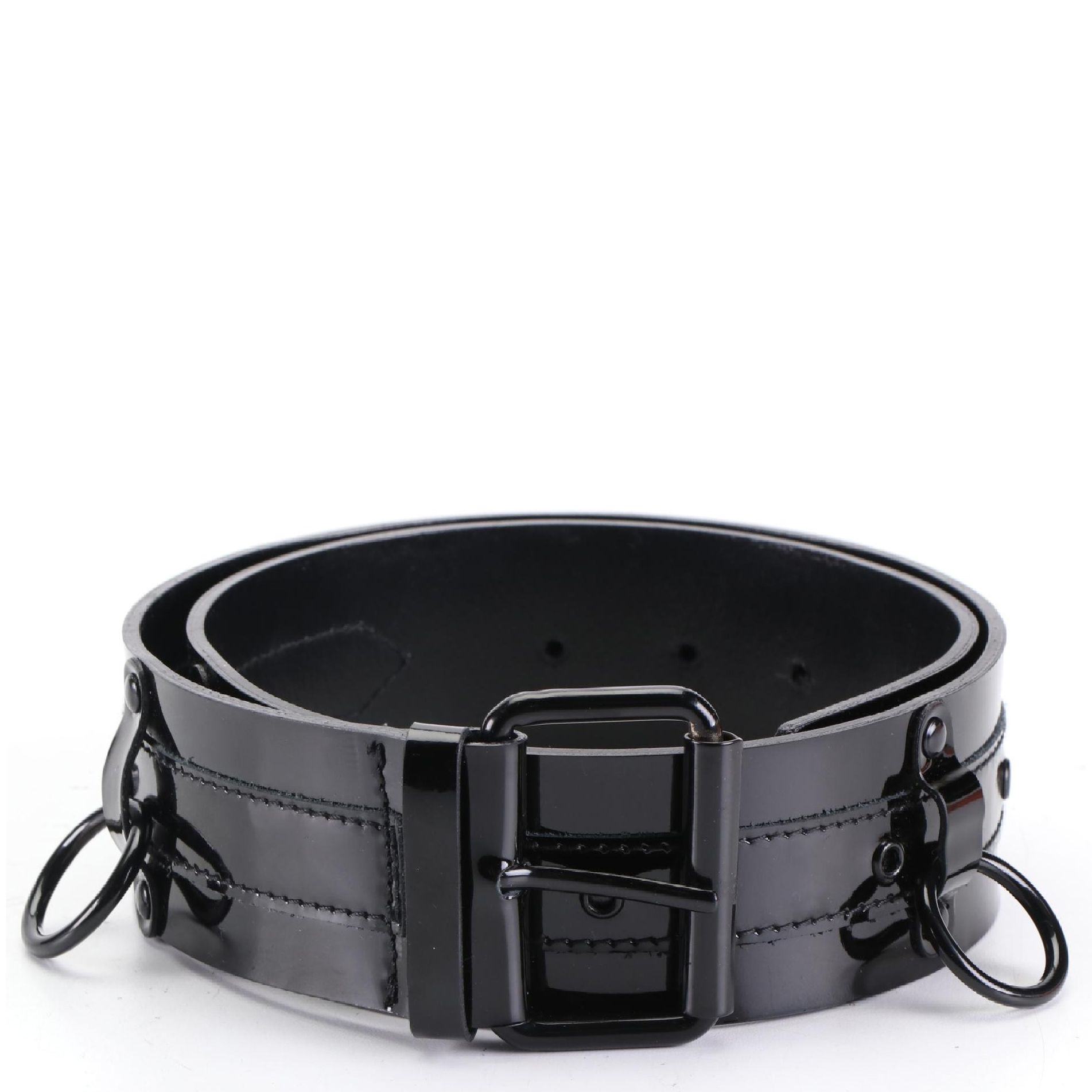 Alexander McQueen Patent Leather Hardware Grommet Belt