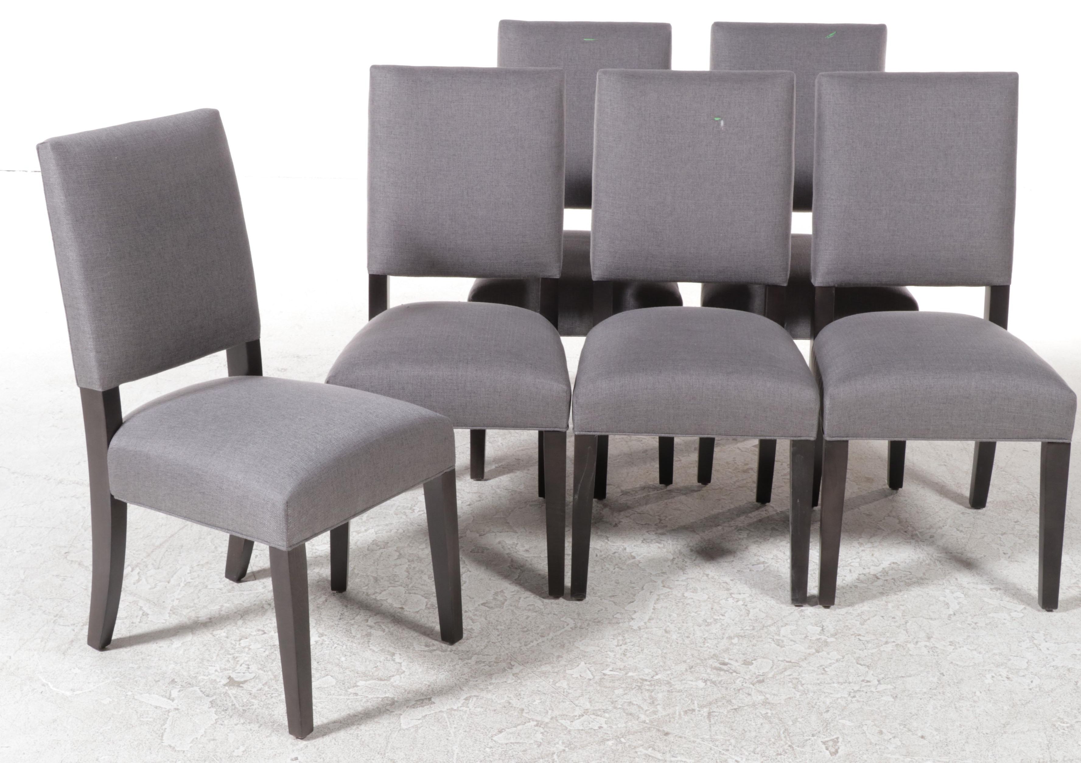 Trailway "Soho" Maple Dining Table Plus Six Arhaus Upholstered Side Chairs