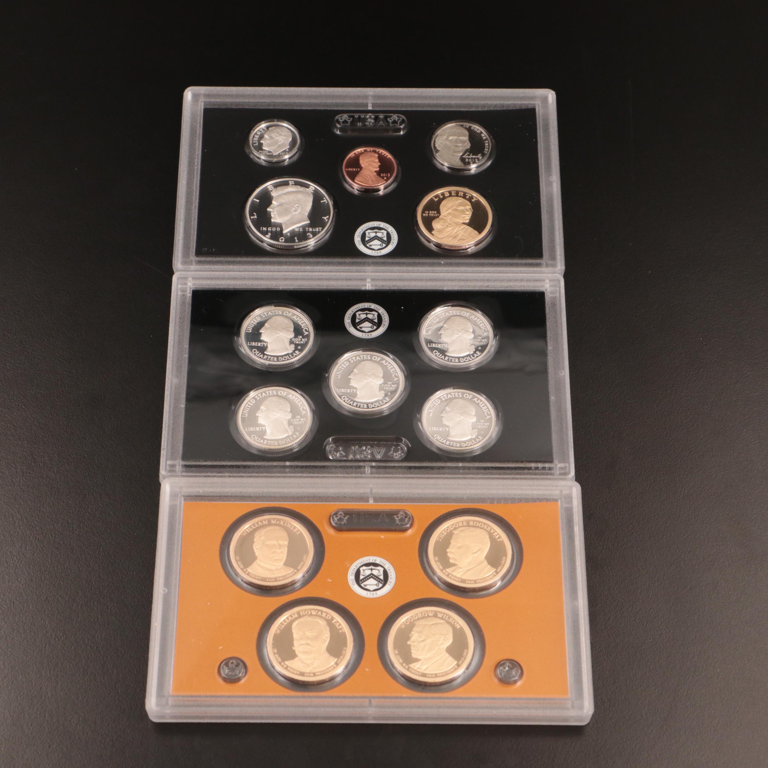 Two U.S. Mint Modern Silver Proof Sets, 2013 and 2016