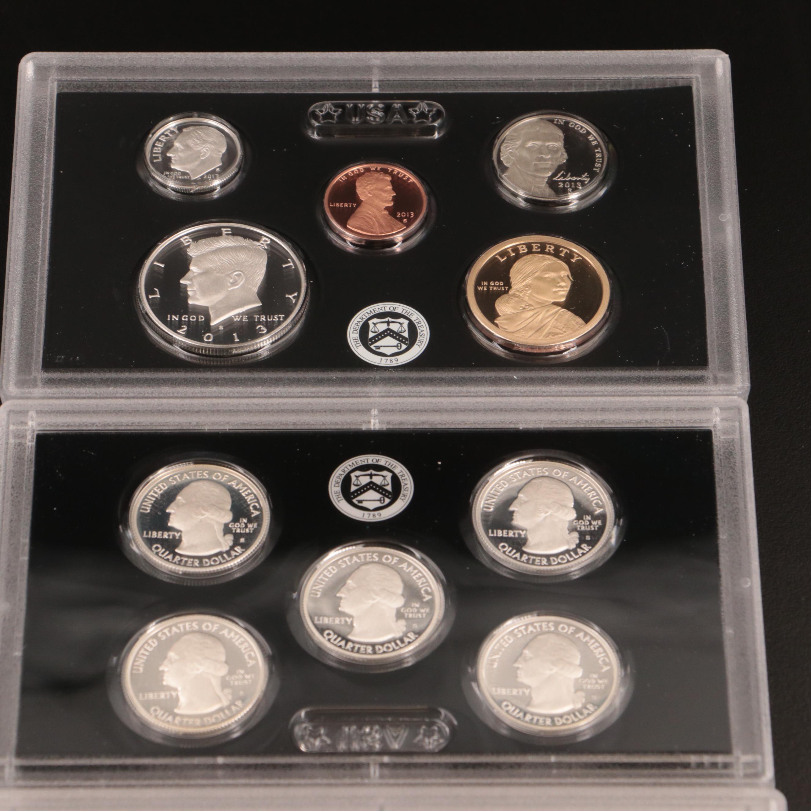 Two U.S. Mint Modern Silver Proof Sets, 2013 and 2016