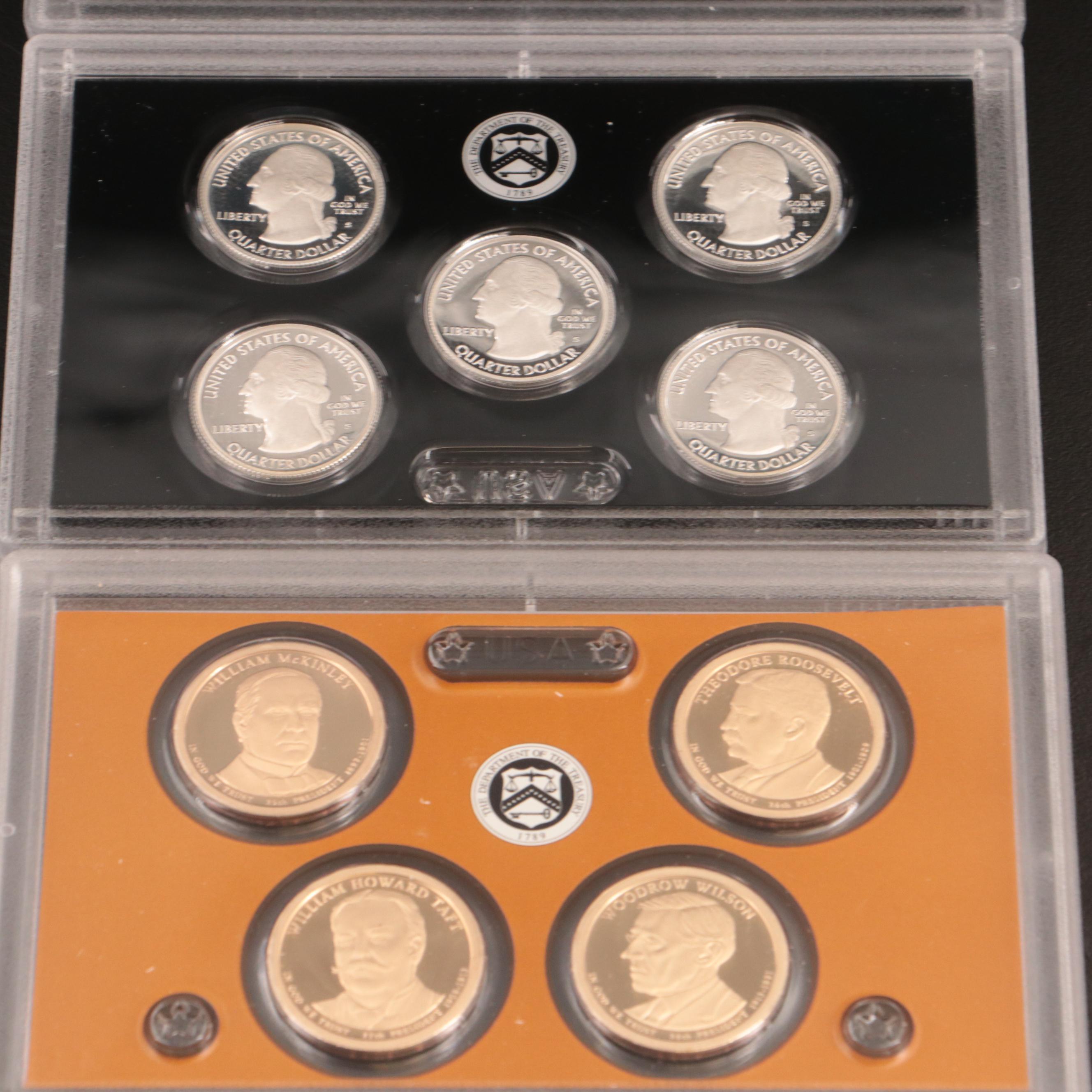 Two U.S. Mint Modern Silver Proof Sets, 2013 and 2016