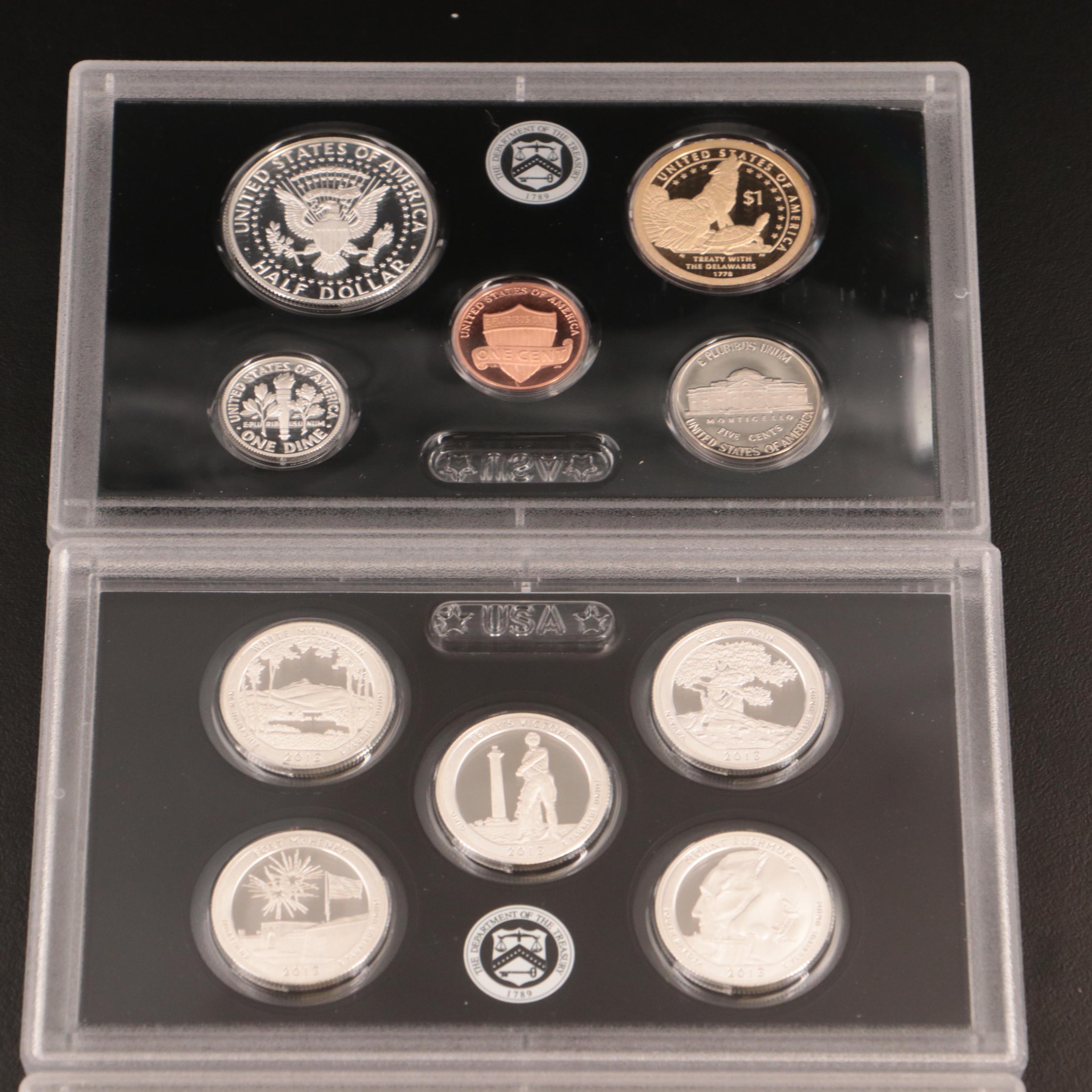 Two U.S. Mint Modern Silver Proof Sets, 2013 and 2016