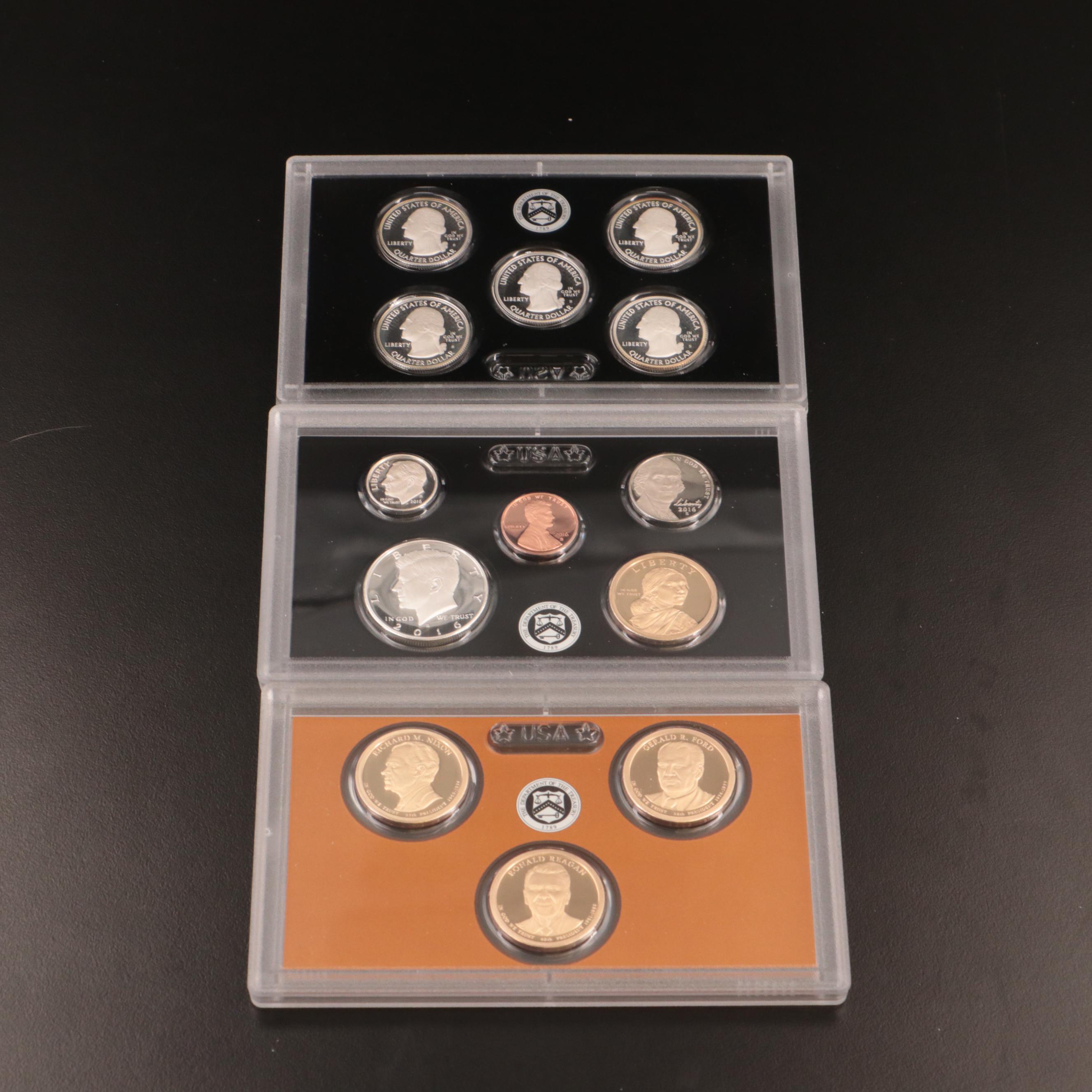 Two U.S. Mint Modern Silver Proof Sets, 2013 and 2016