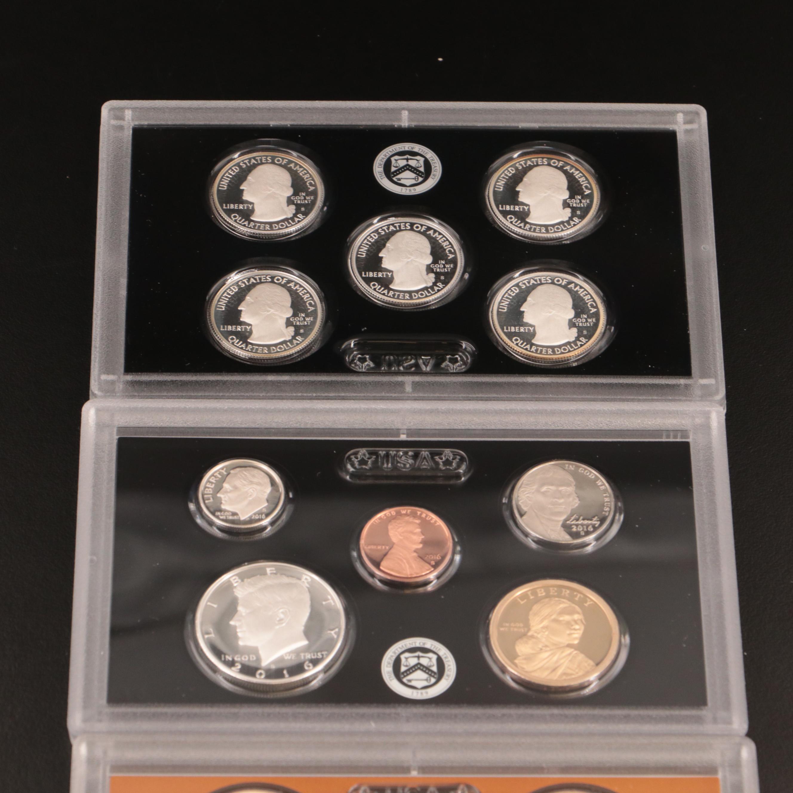 Two U.S. Mint Modern Silver Proof Sets, 2013 and 2016