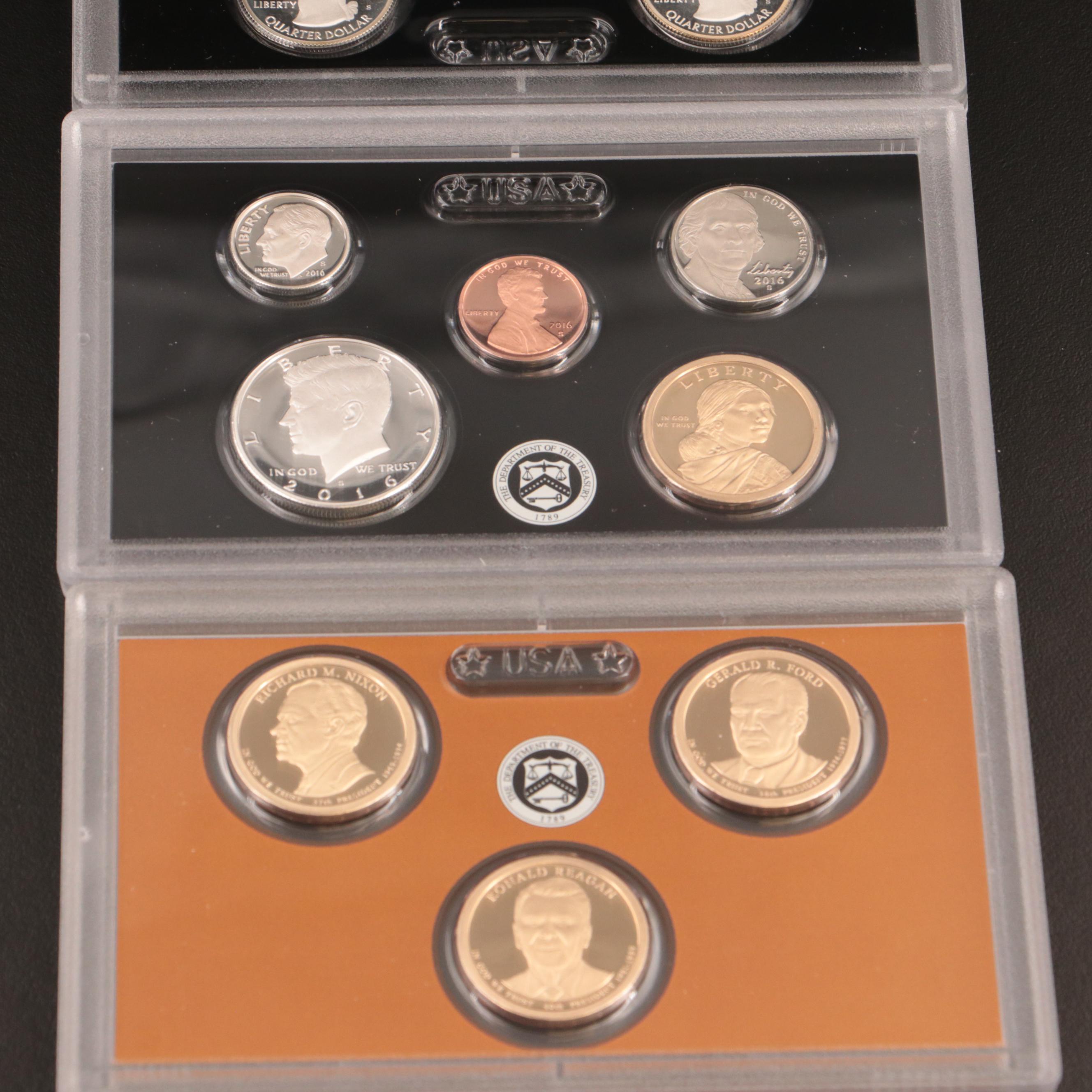 Two U.S. Mint Modern Silver Proof Sets, 2013 and 2016