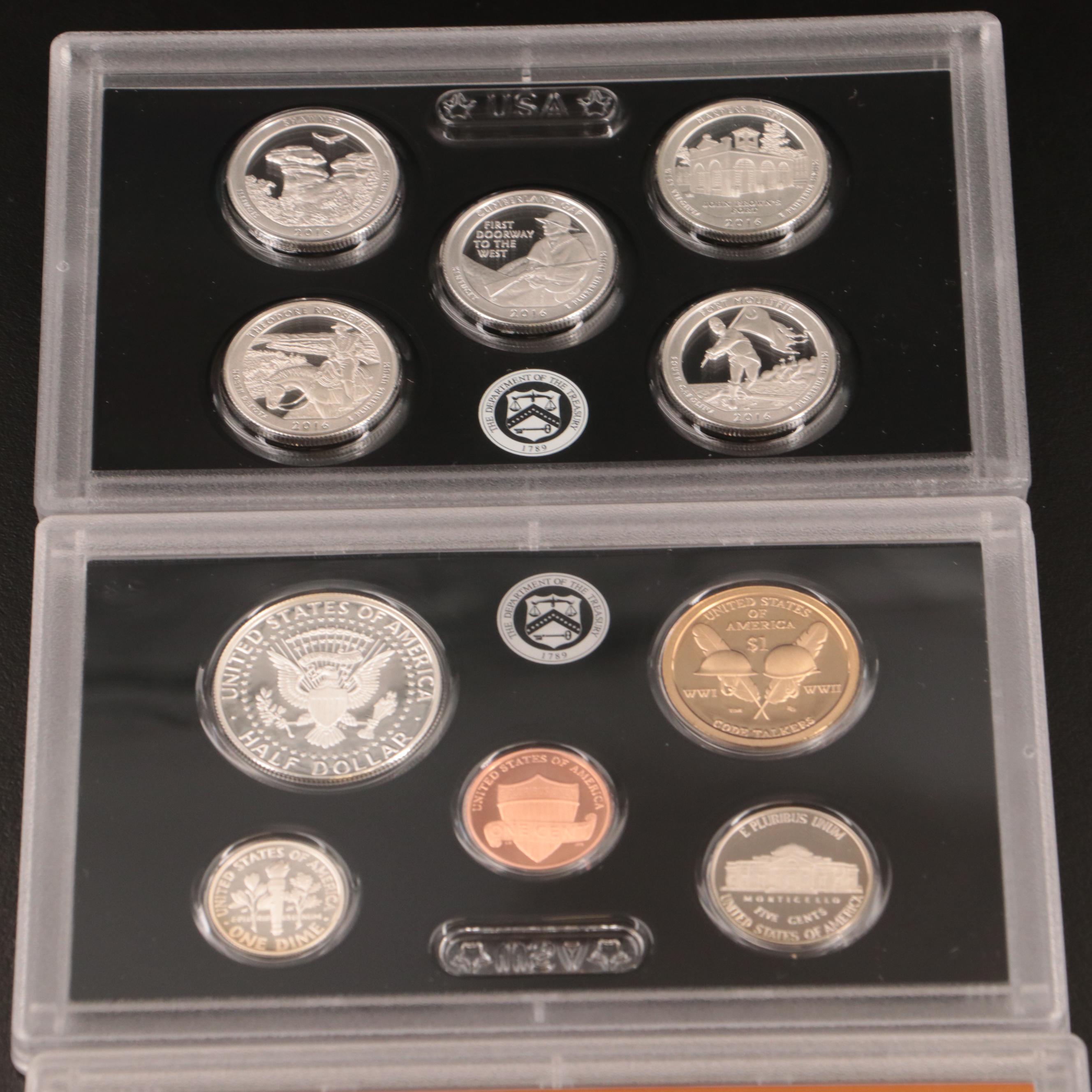 Two U.S. Mint Modern Silver Proof Sets, 2013 and 2016