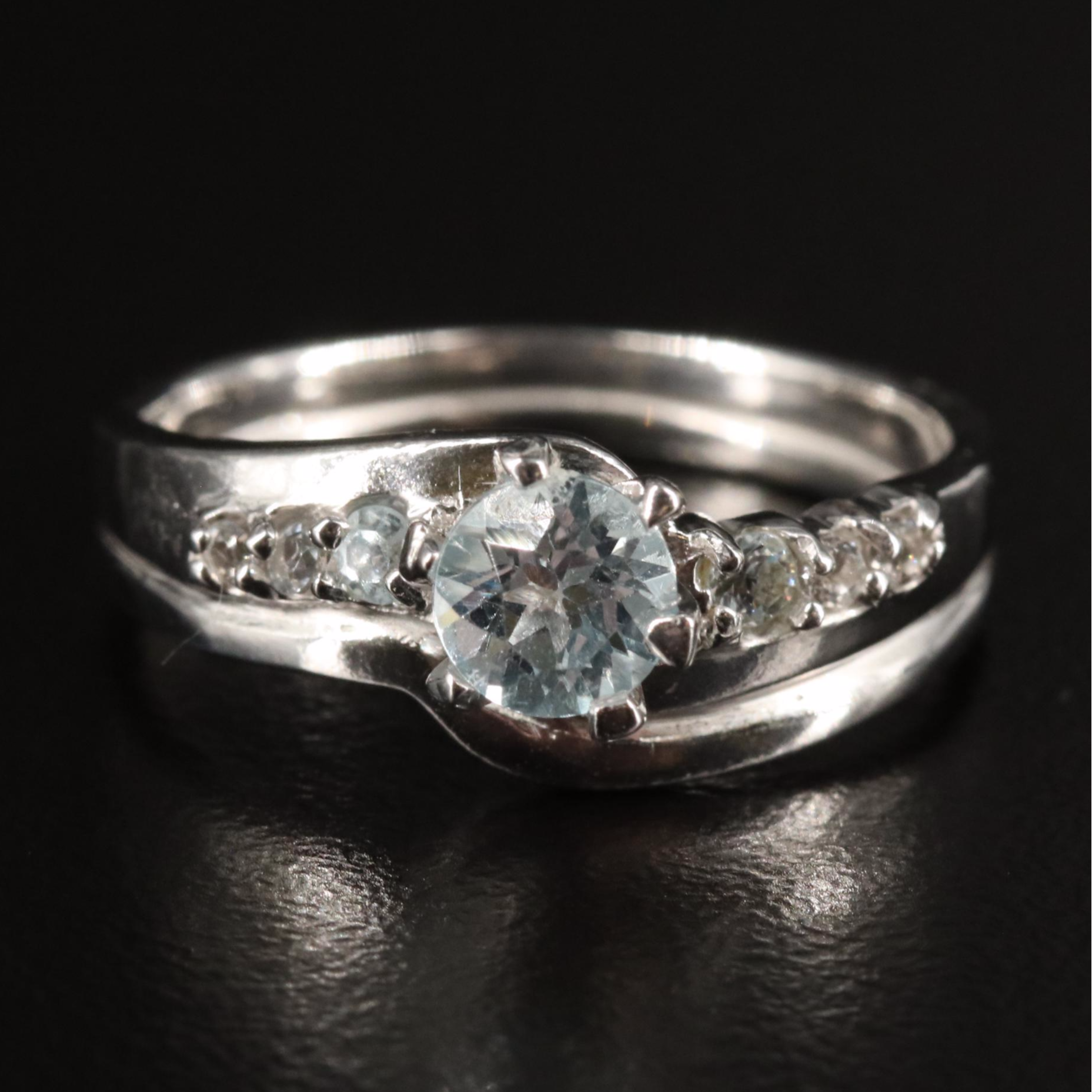 Sterling Blue and White Topaz Ring