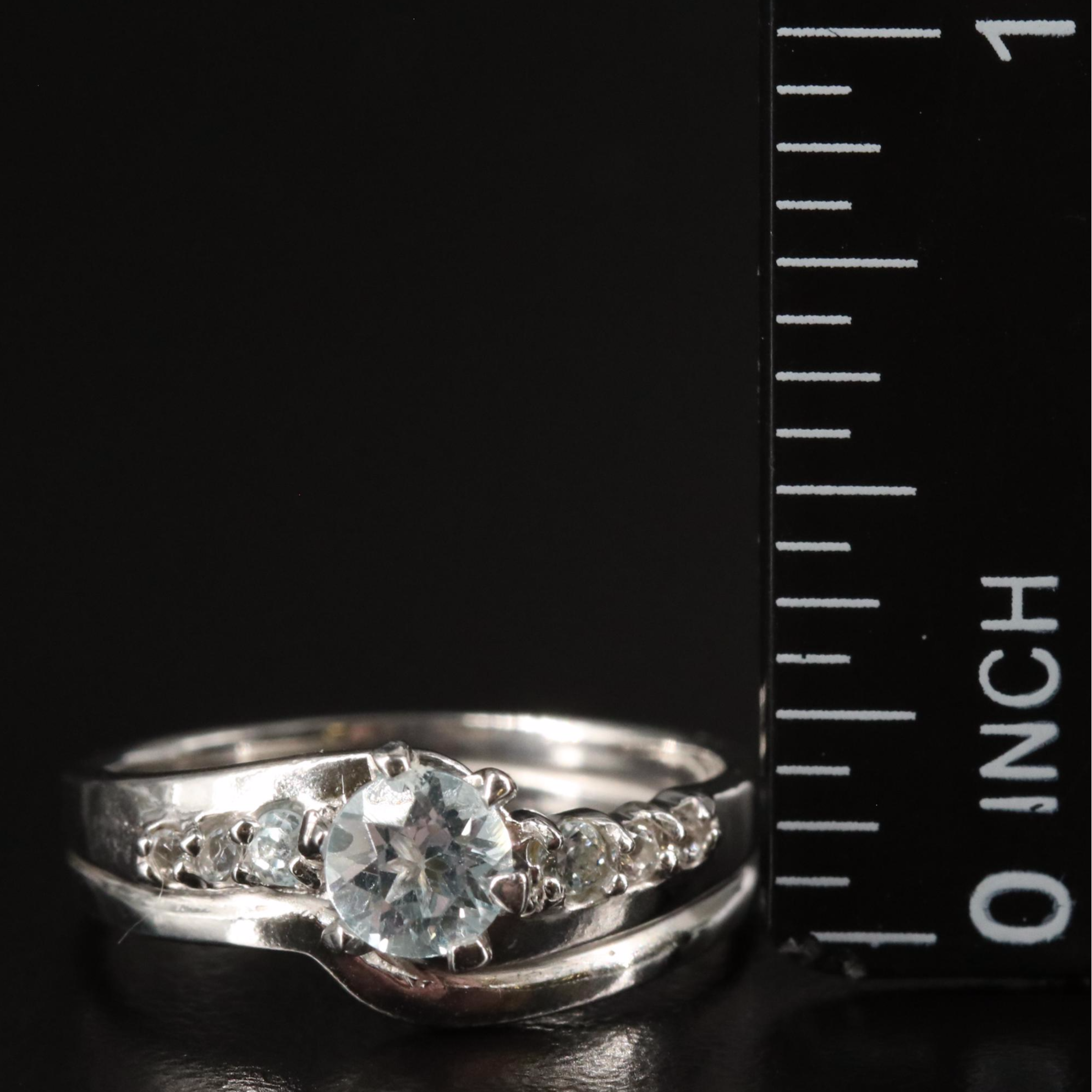 Sterling Blue and White Topaz Ring