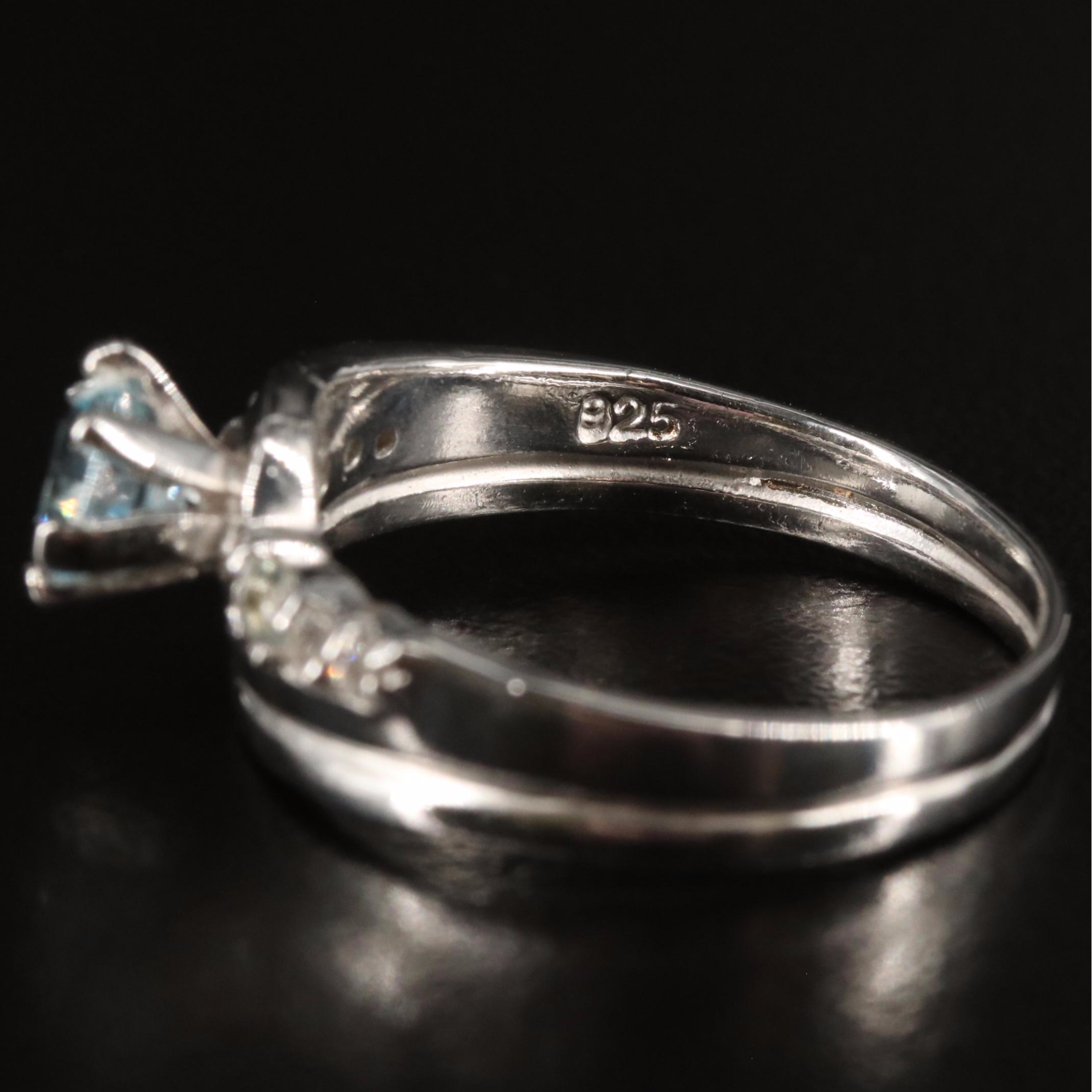 Sterling Blue and White Topaz Ring