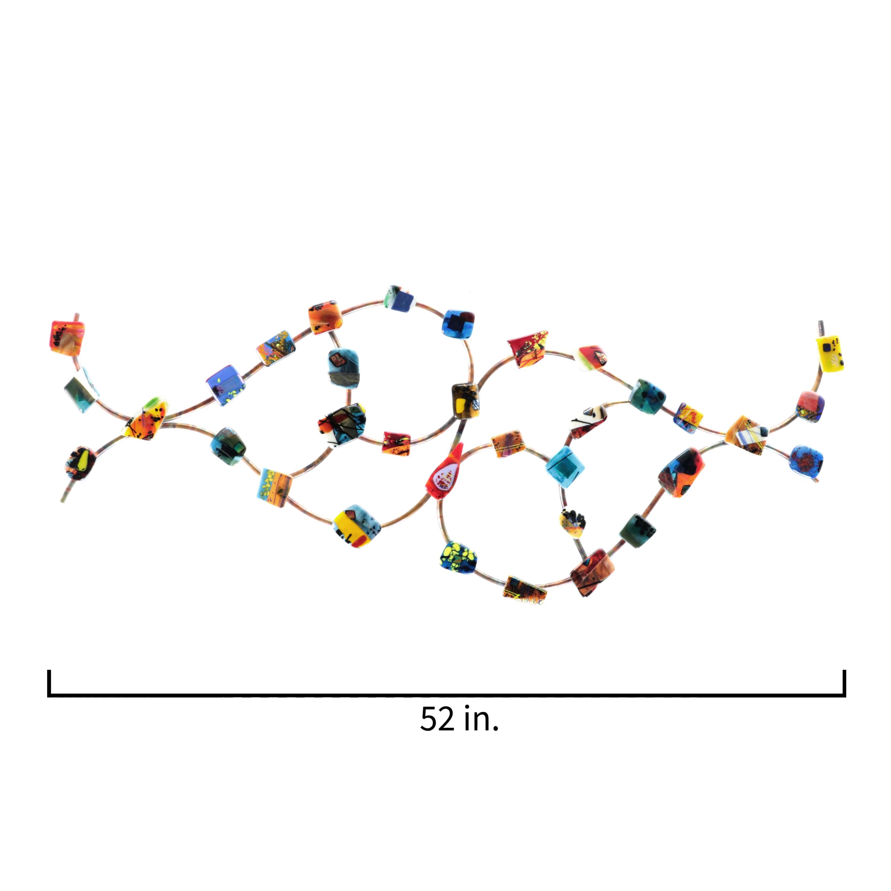 Abstract Metal and Fused Glass Wall Sculpture