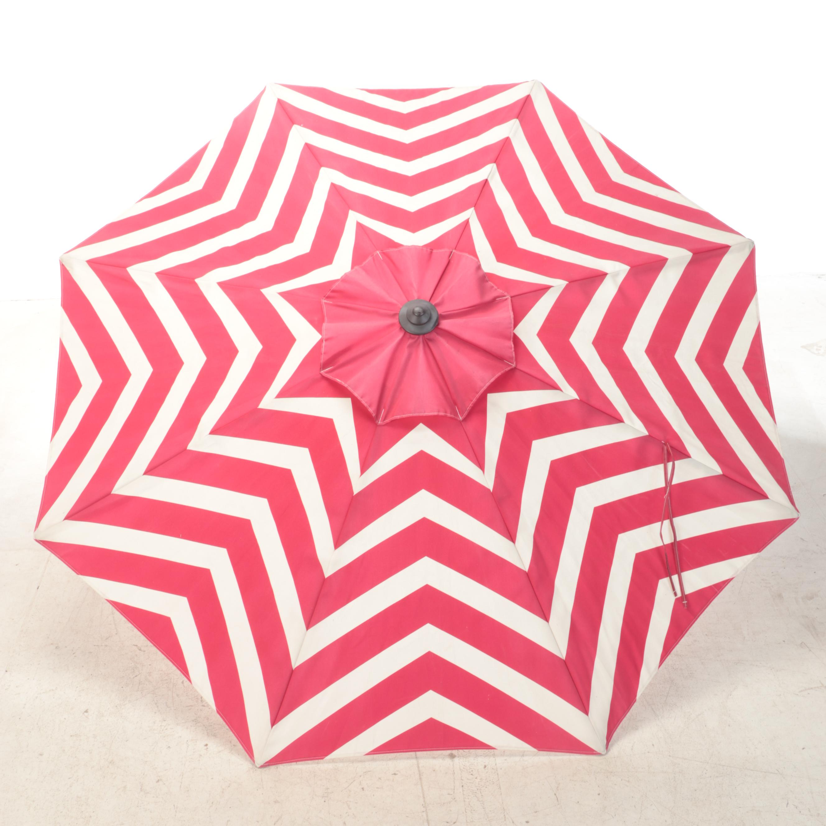 Sonoma Striped 9' Market Umbrella with Outdoor String Lights