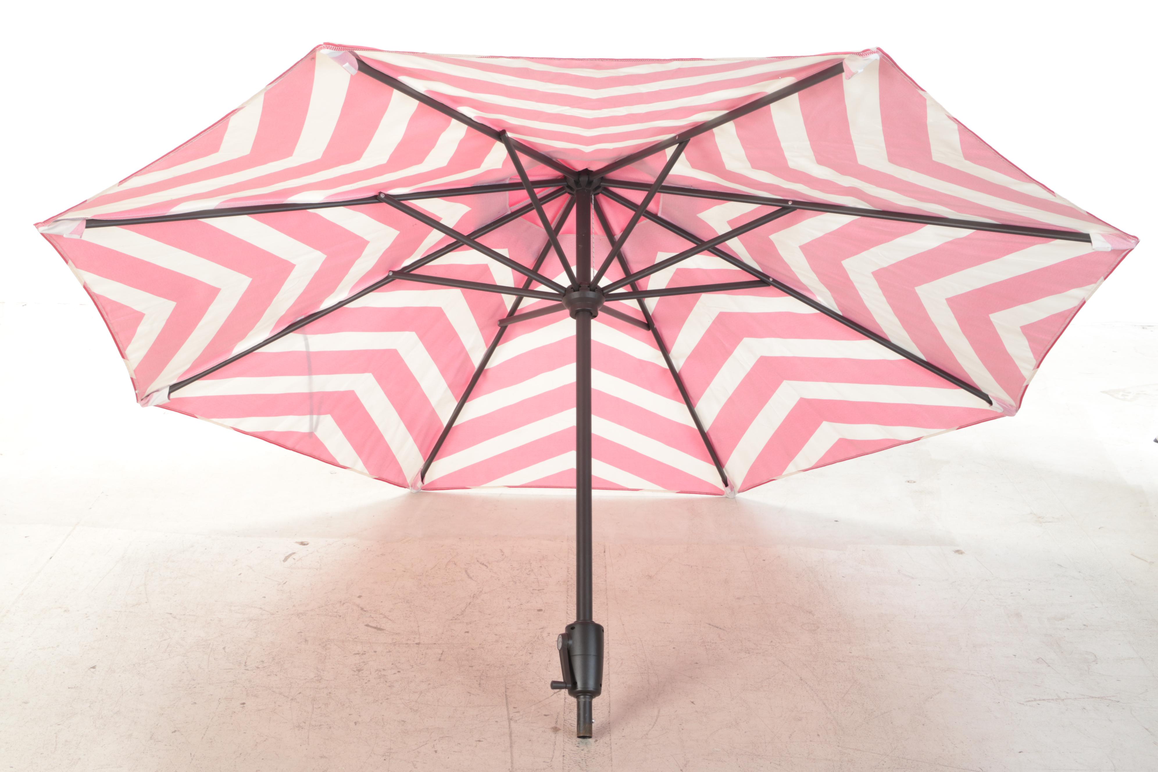 Sonoma Striped 9' Market Umbrella with Outdoor String Lights