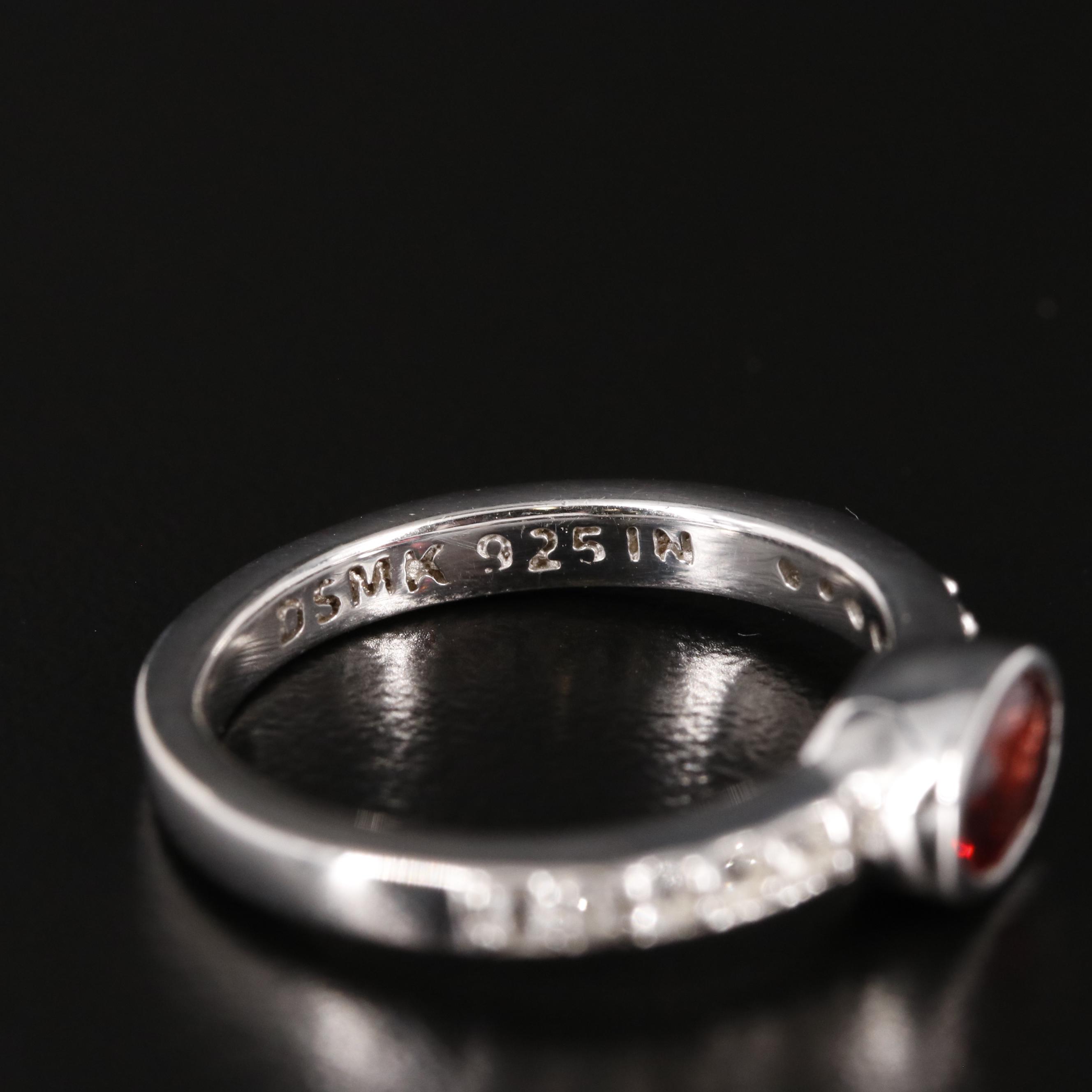 Sterling Garnet and White Topaz Ring