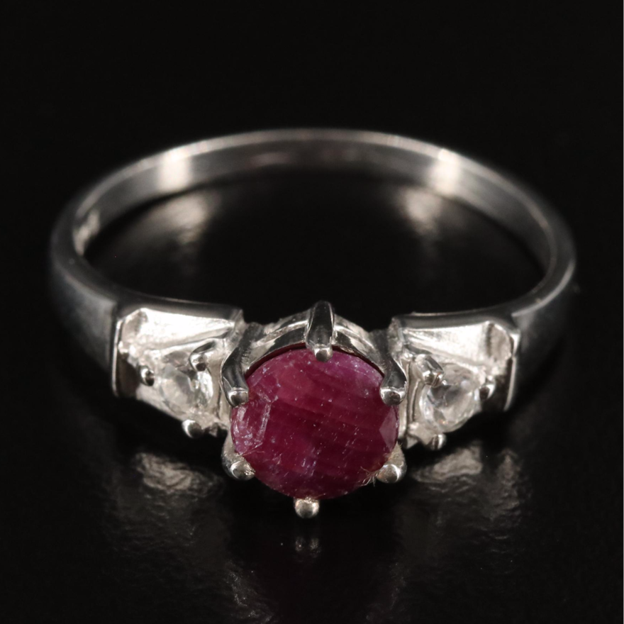 Sterling Ruby and White Topaz Ring