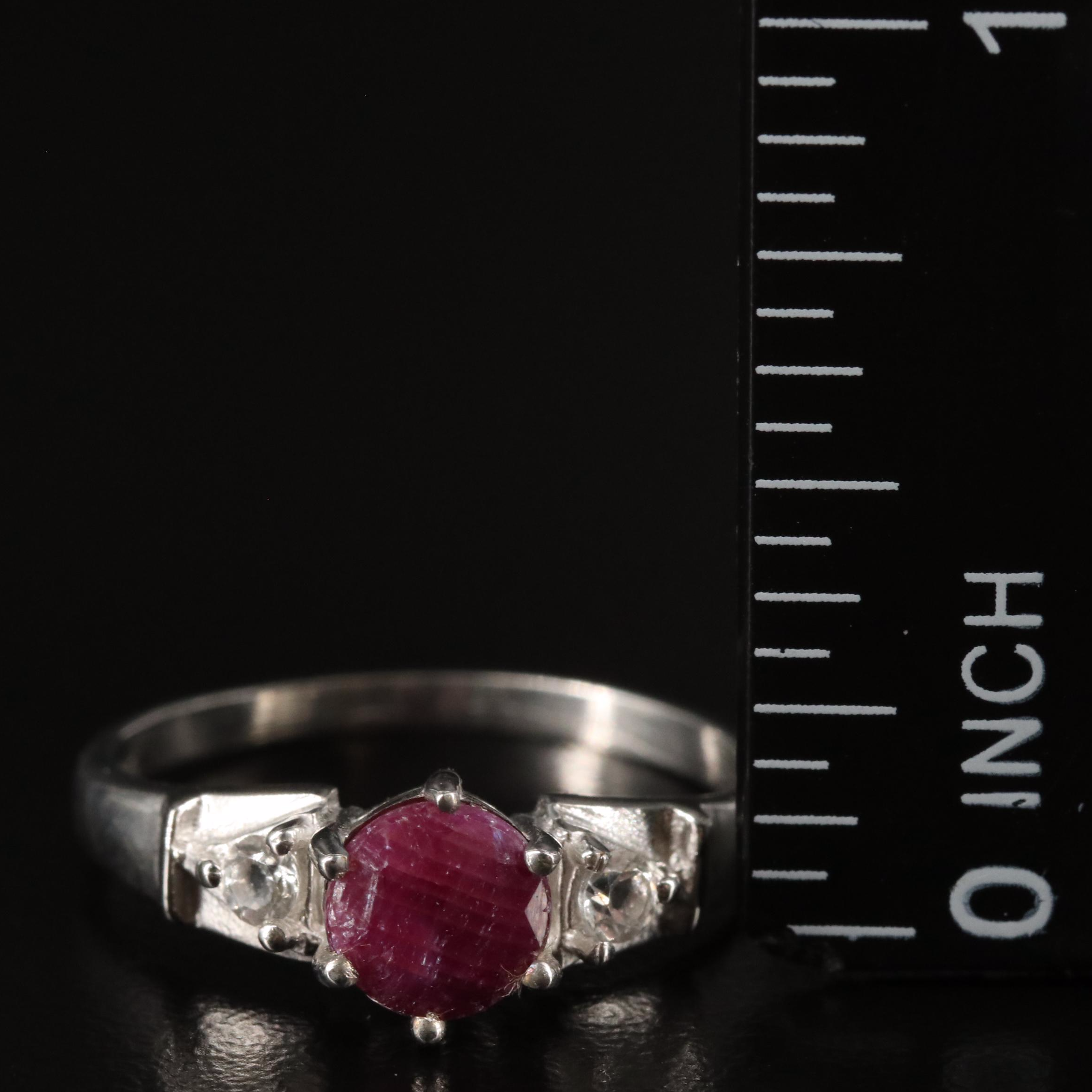 Sterling Ruby and White Topaz Ring