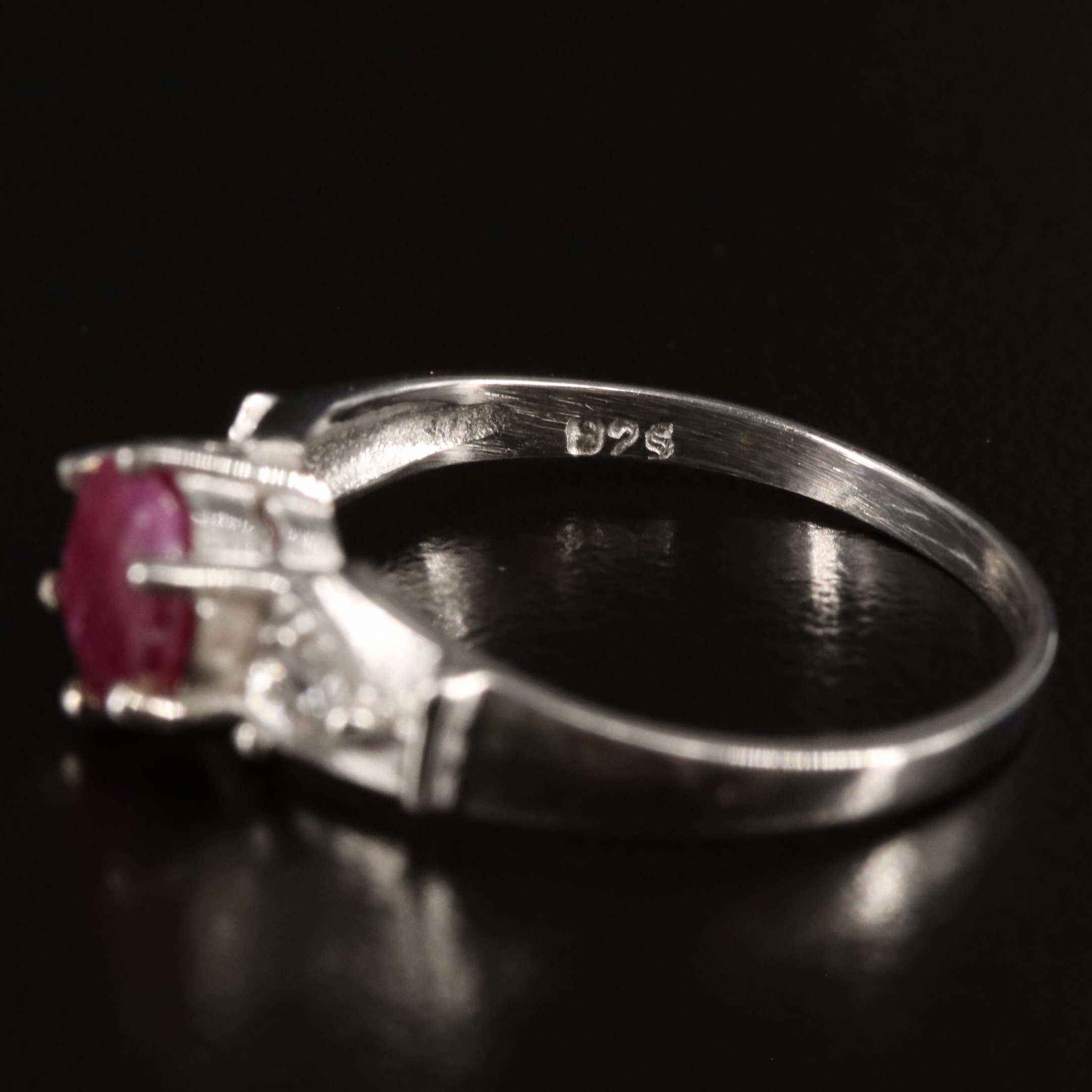 Sterling Ruby and White Topaz Ring