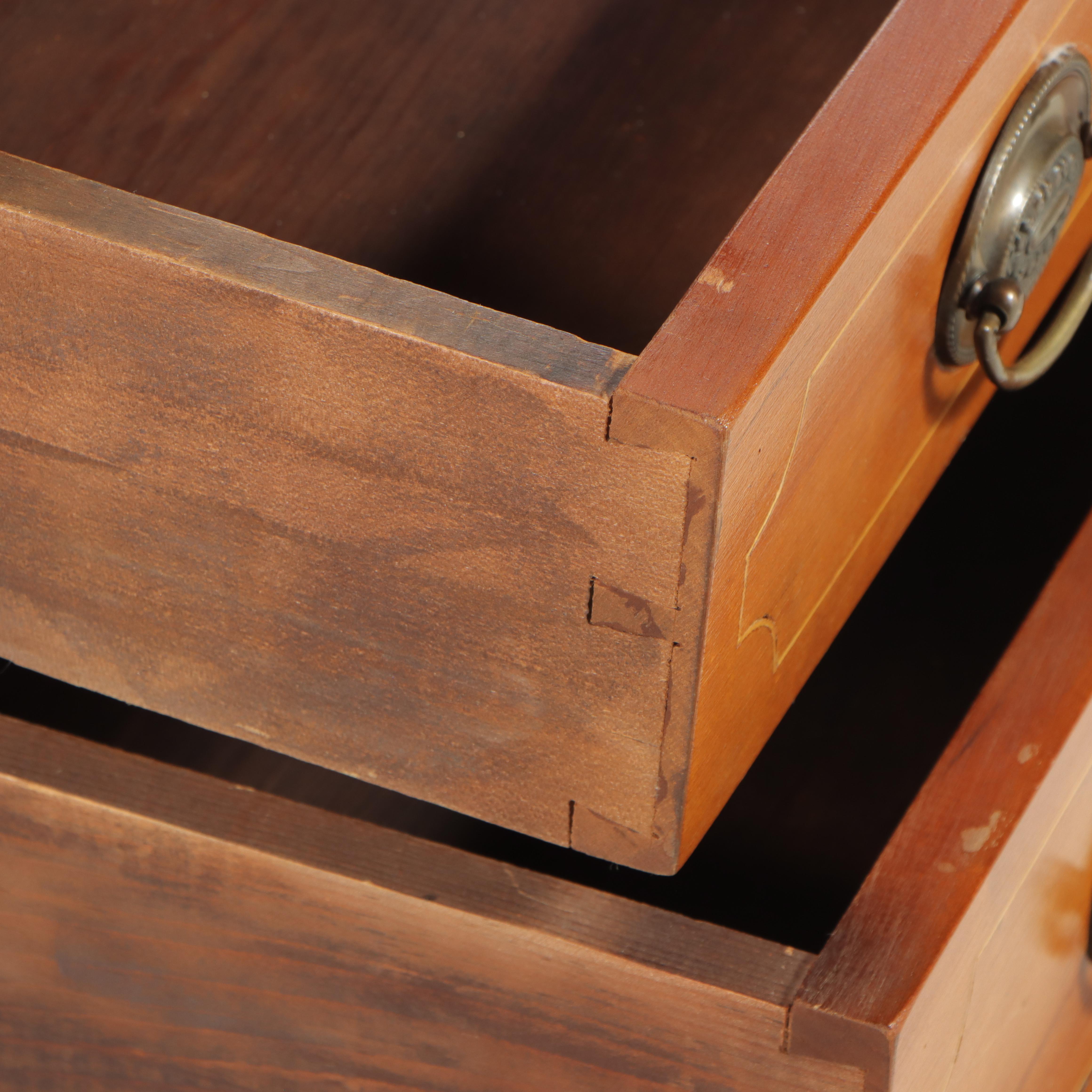 Federal Style Cherrywood and String-Inlaid Four-Drawer Bedside Chest