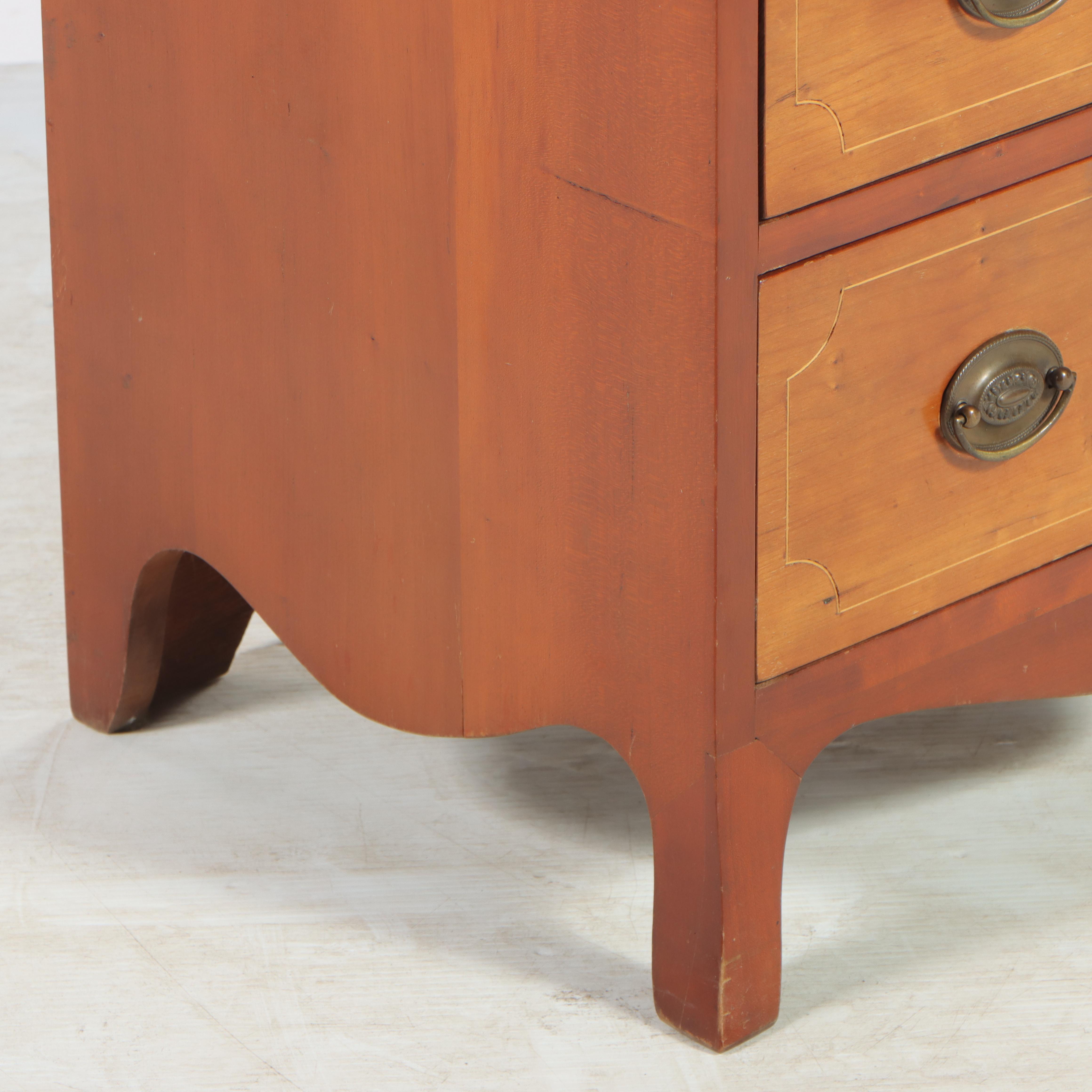Federal Style Cherrywood and String-Inlaid Four-Drawer Bedside Chest