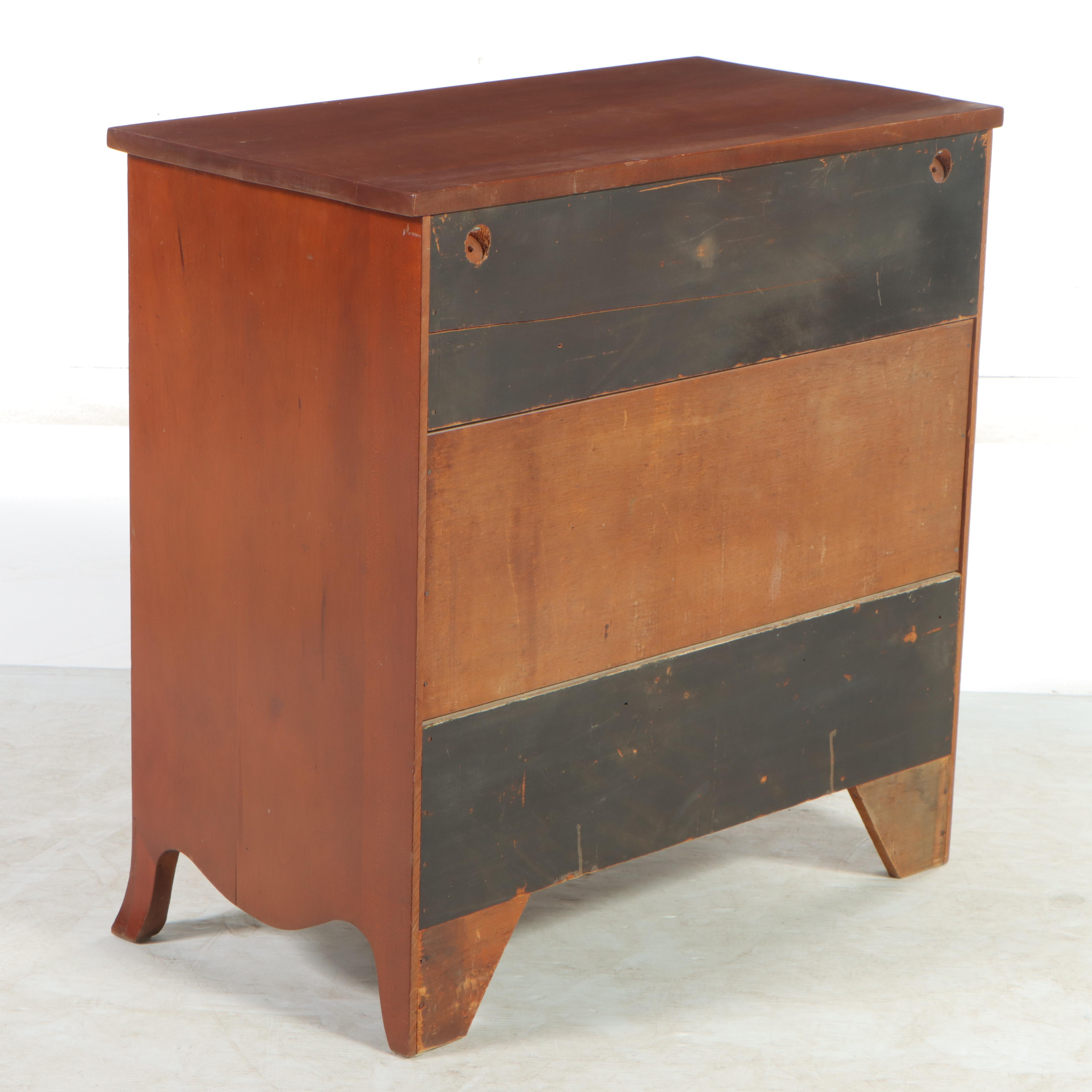 Federal Style Cherrywood and String-Inlaid Four-Drawer Bedside Chest