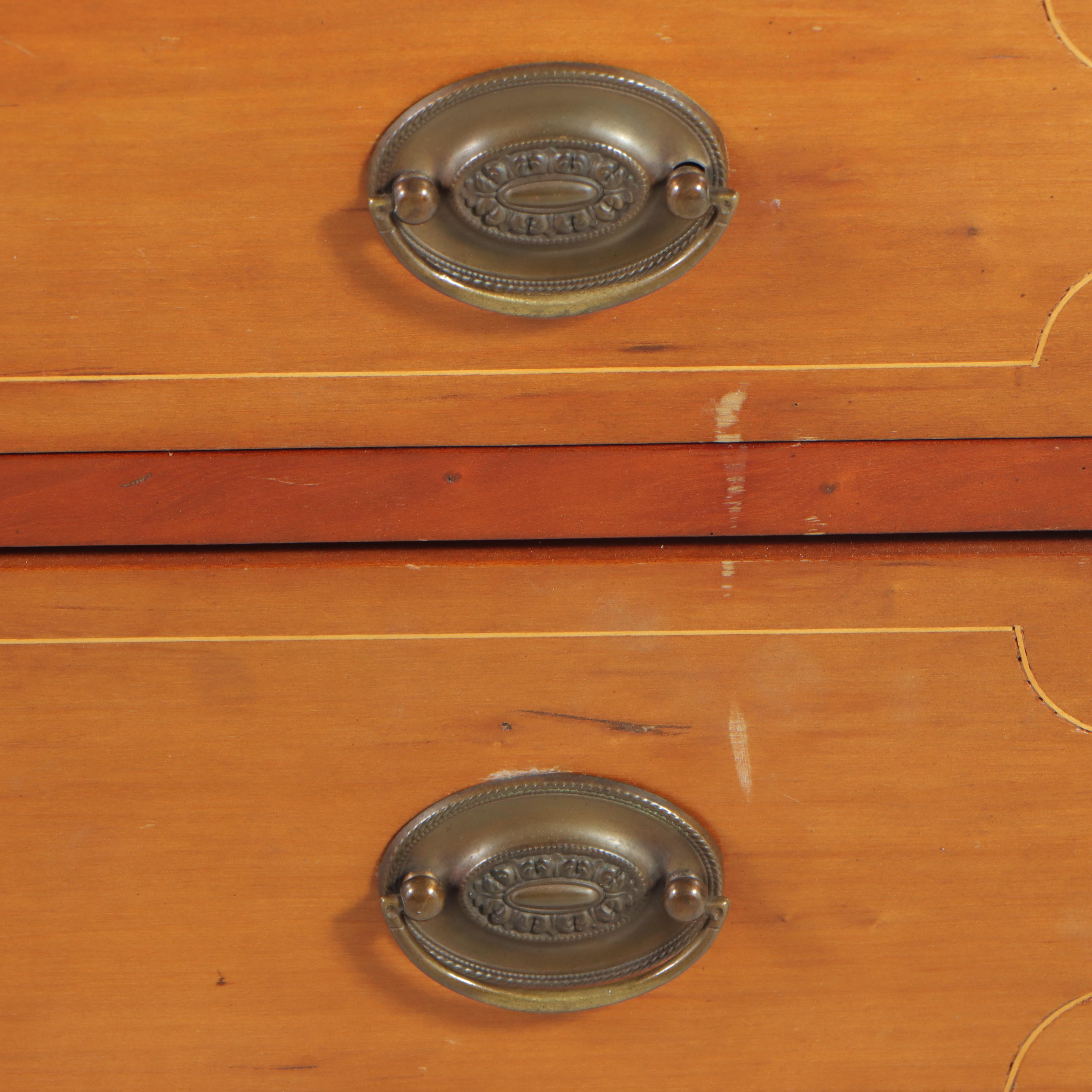 Federal Style Cherrywood and String-Inlaid Four-Drawer Bedside Chest