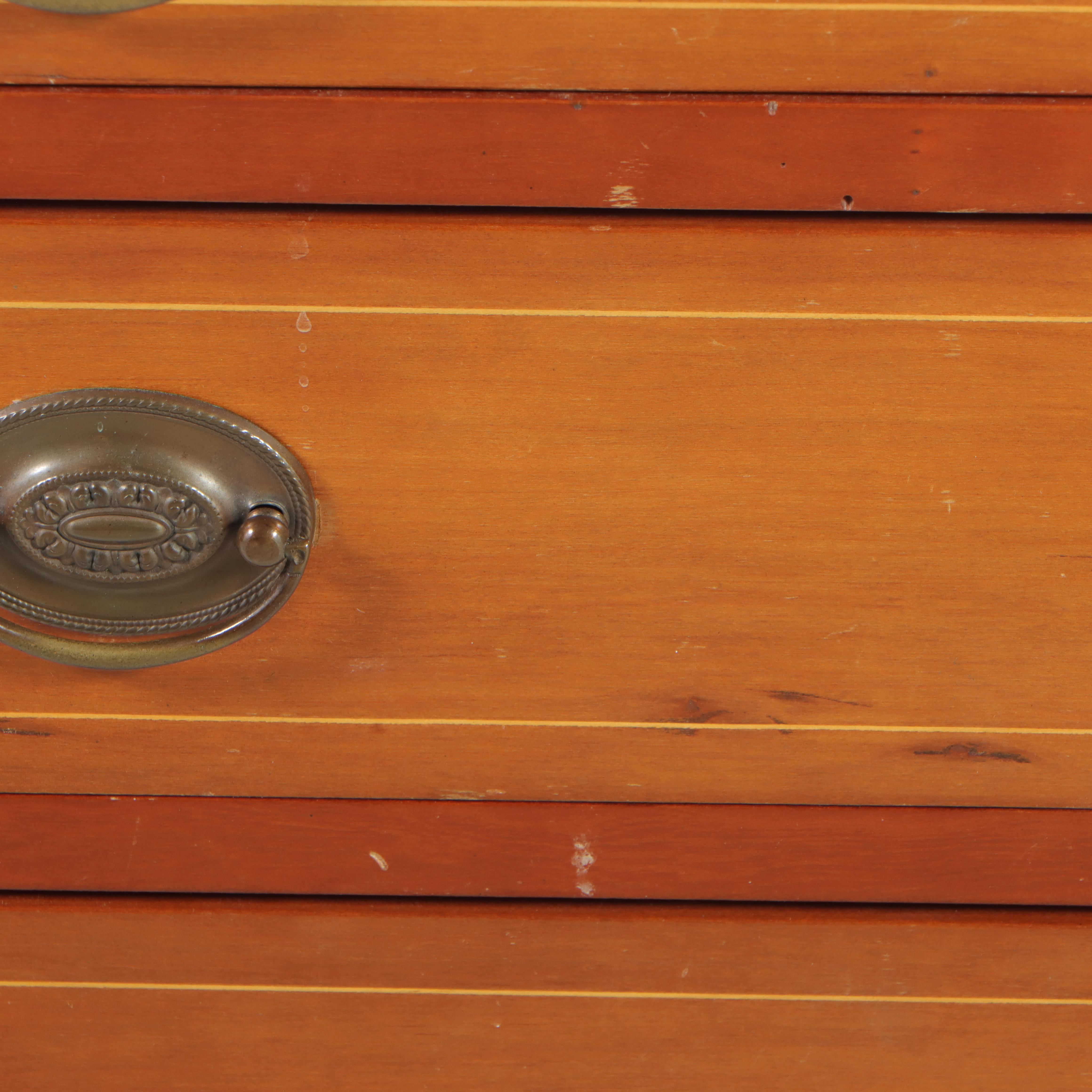 Federal Style Cherrywood and String-Inlaid Four-Drawer Bedside Chest