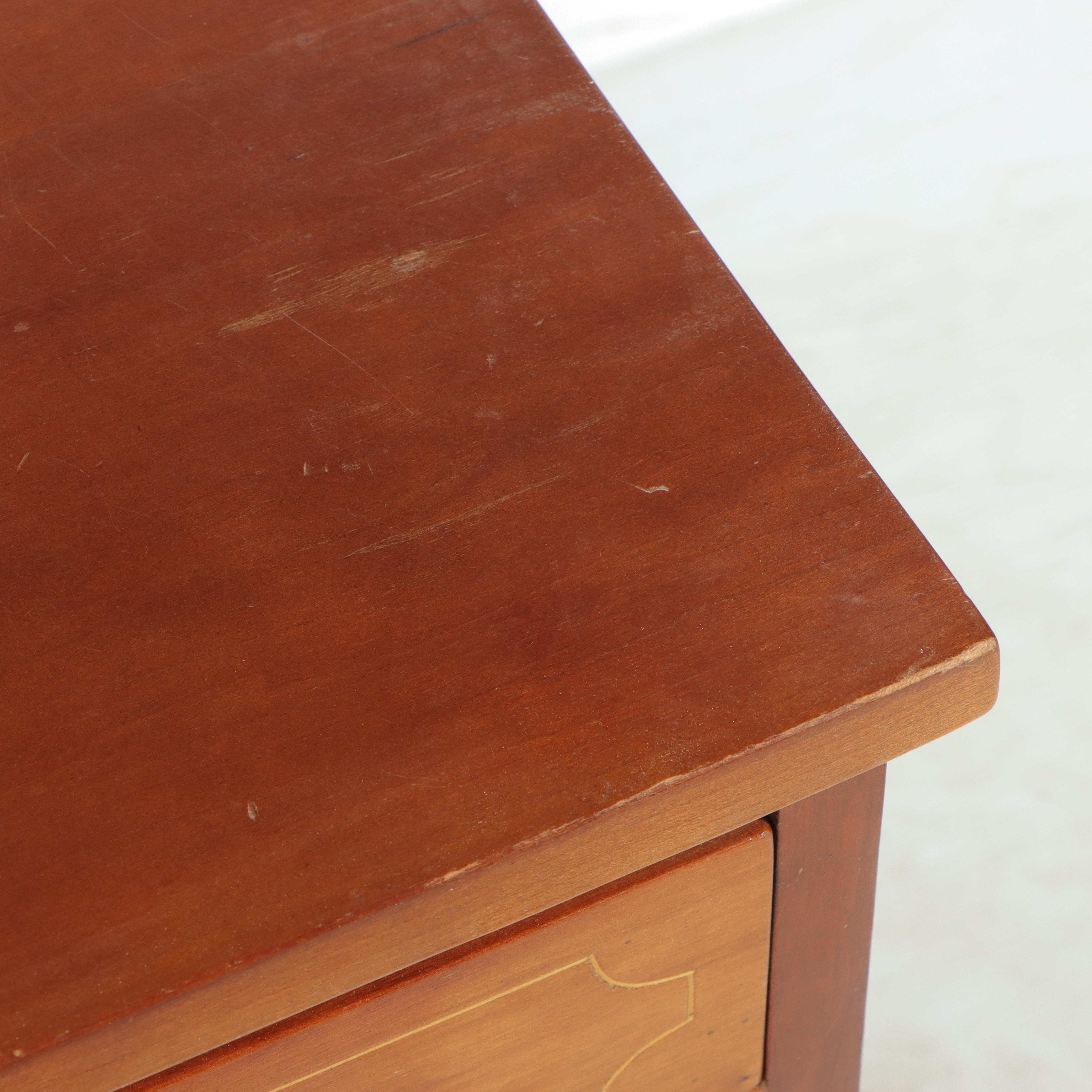 Federal Style Cherrywood and String-Inlaid Four-Drawer Bedside Chest