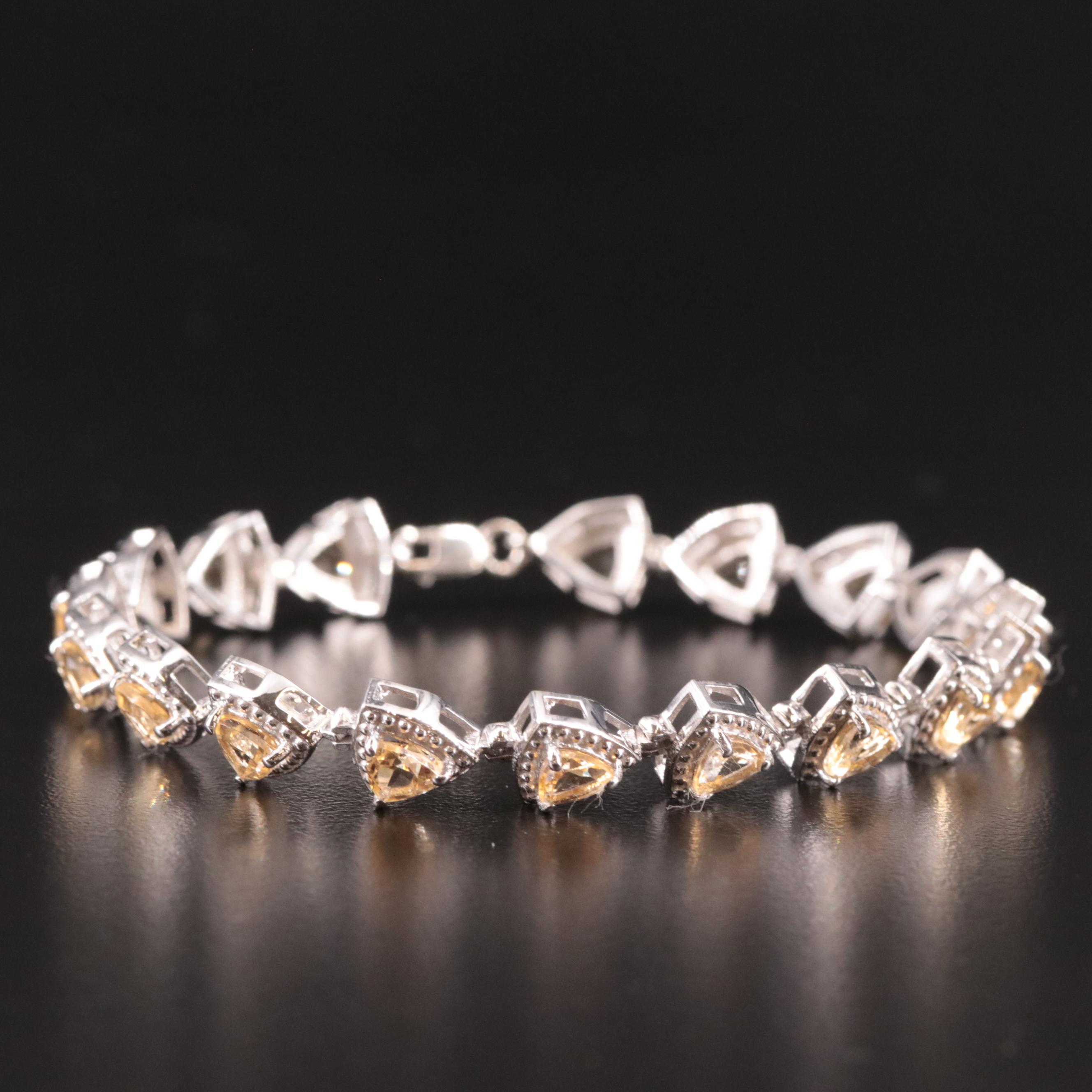 Sterling Citrine Fancy Link Bracelet