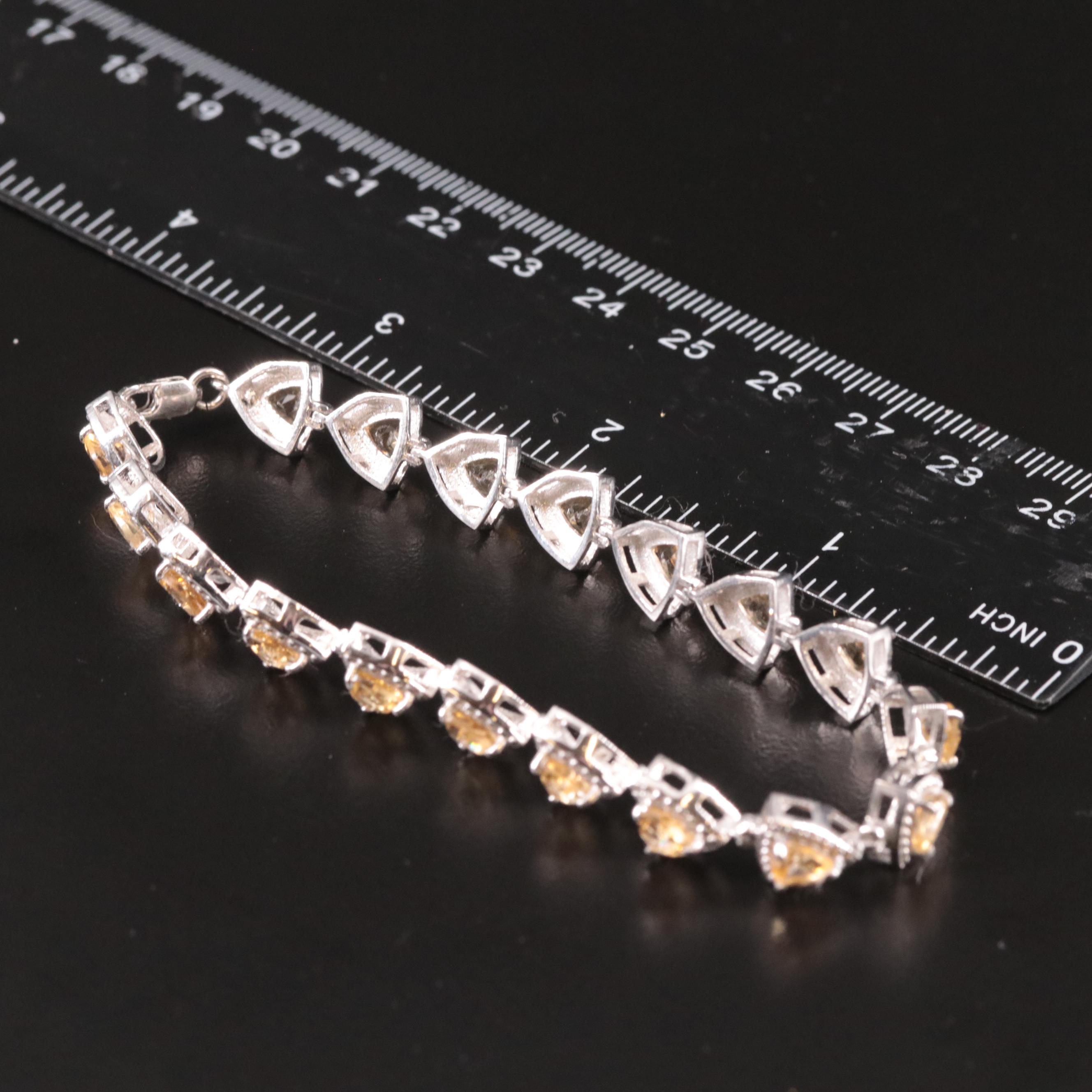 Sterling Citrine Fancy Link Bracelet