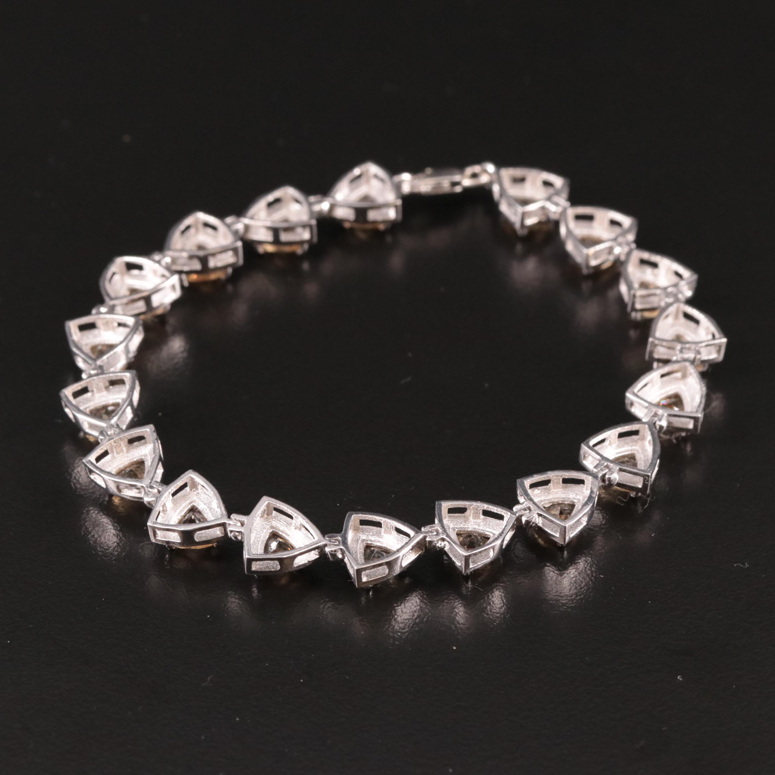Sterling Citrine Fancy Link Bracelet